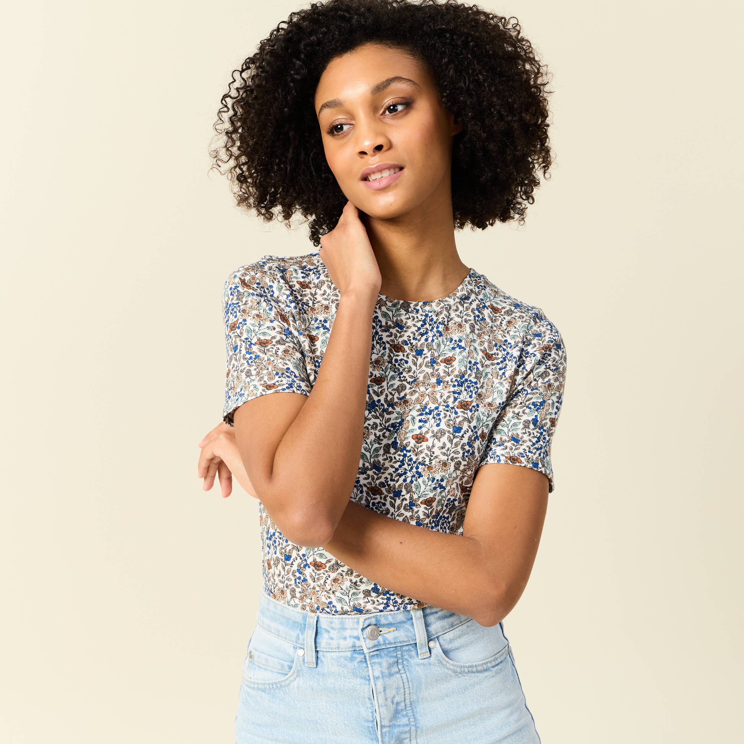 T-shirt manches courtes bleu clair femme