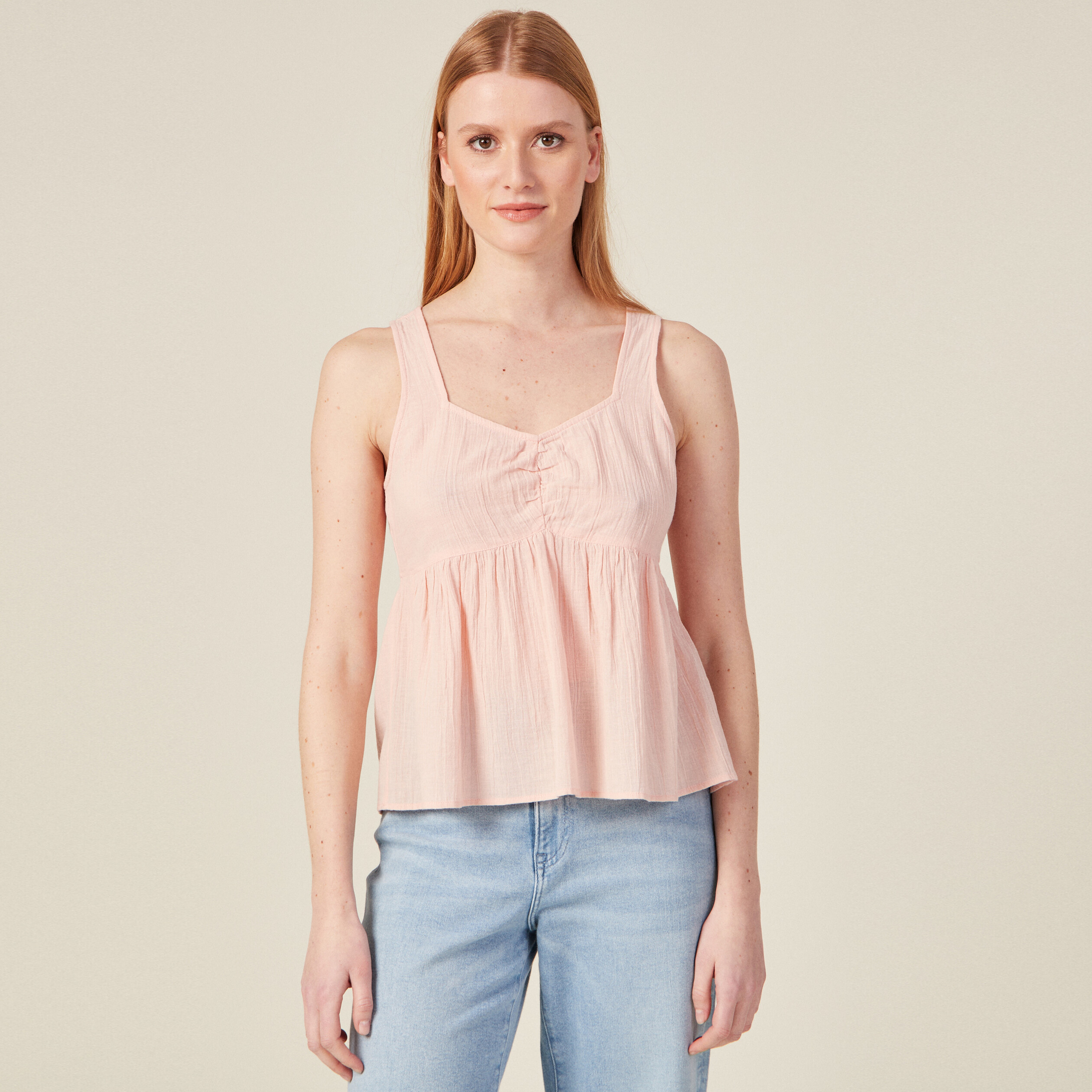 Blouse bretelles larges rose clair femme
