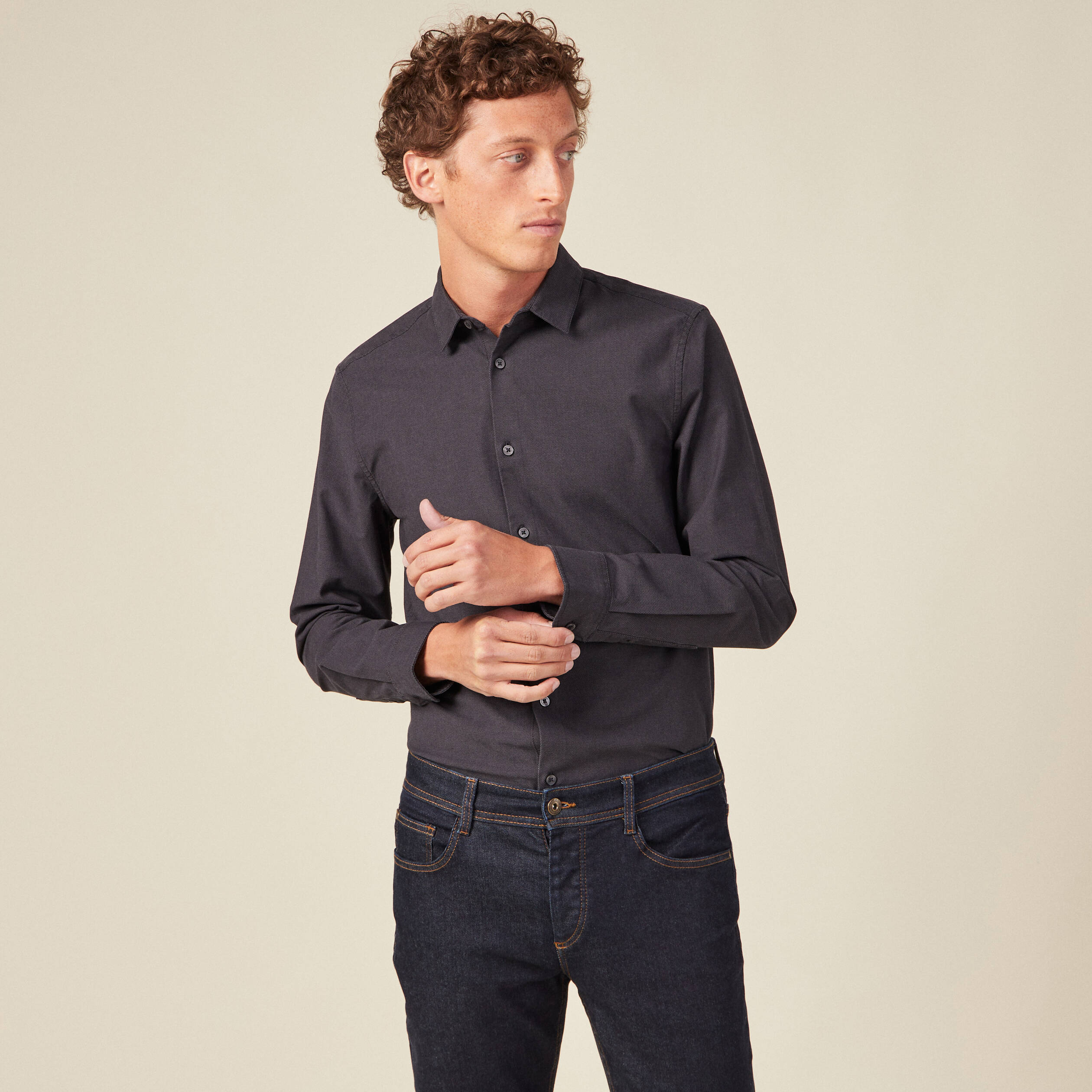Chemise gris foncé homme clearance