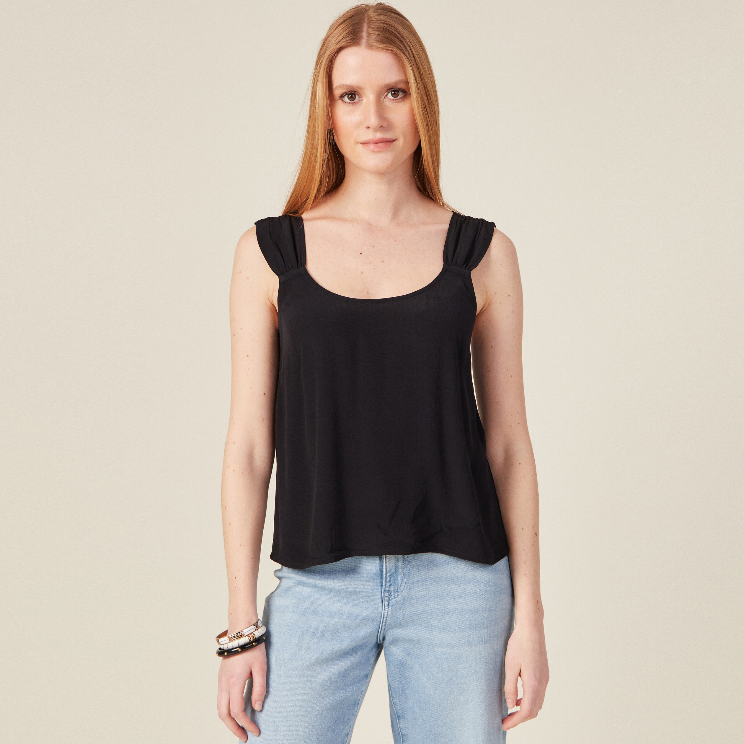 Blouse bretelles larges noir femme