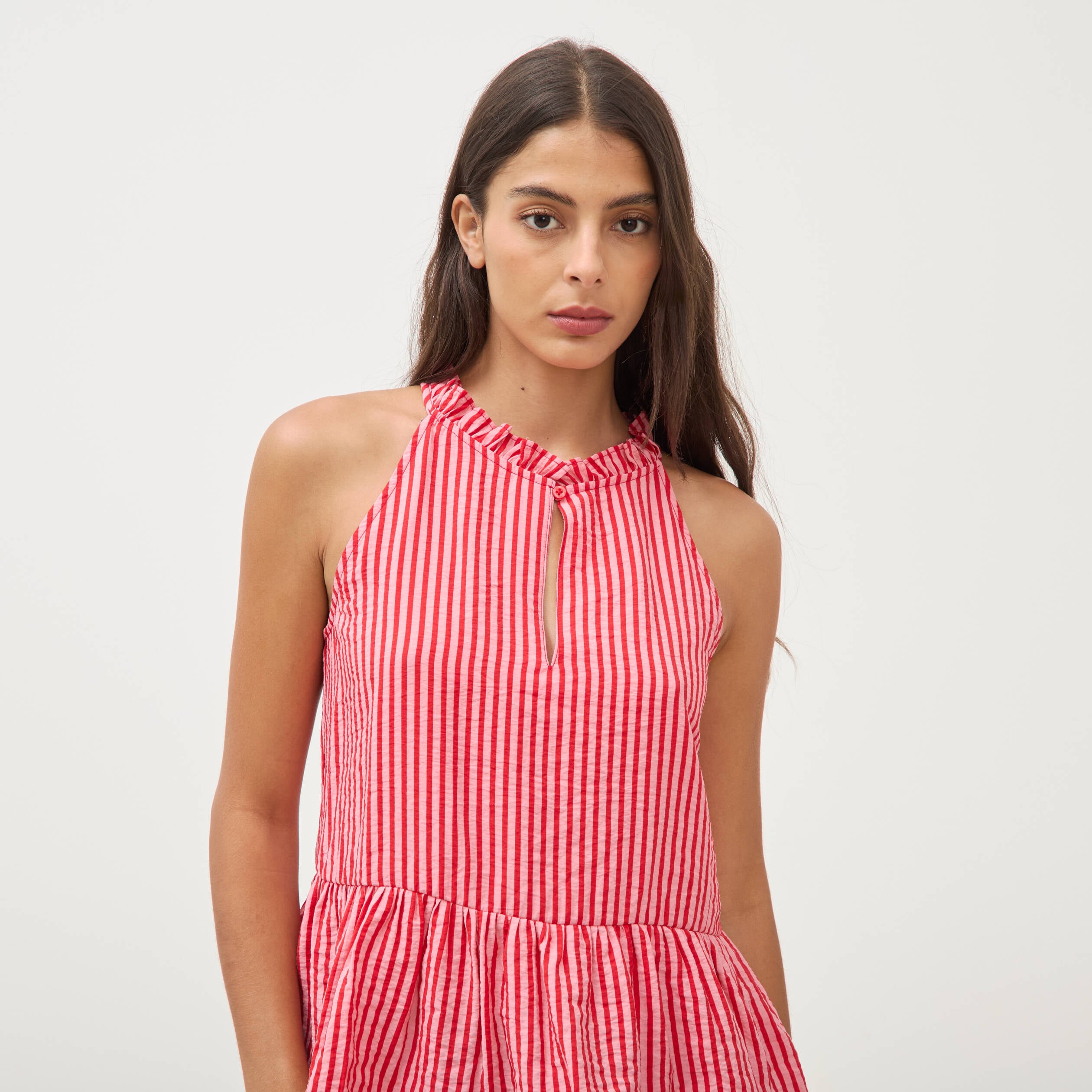 Top droit manches courtes rouge femme