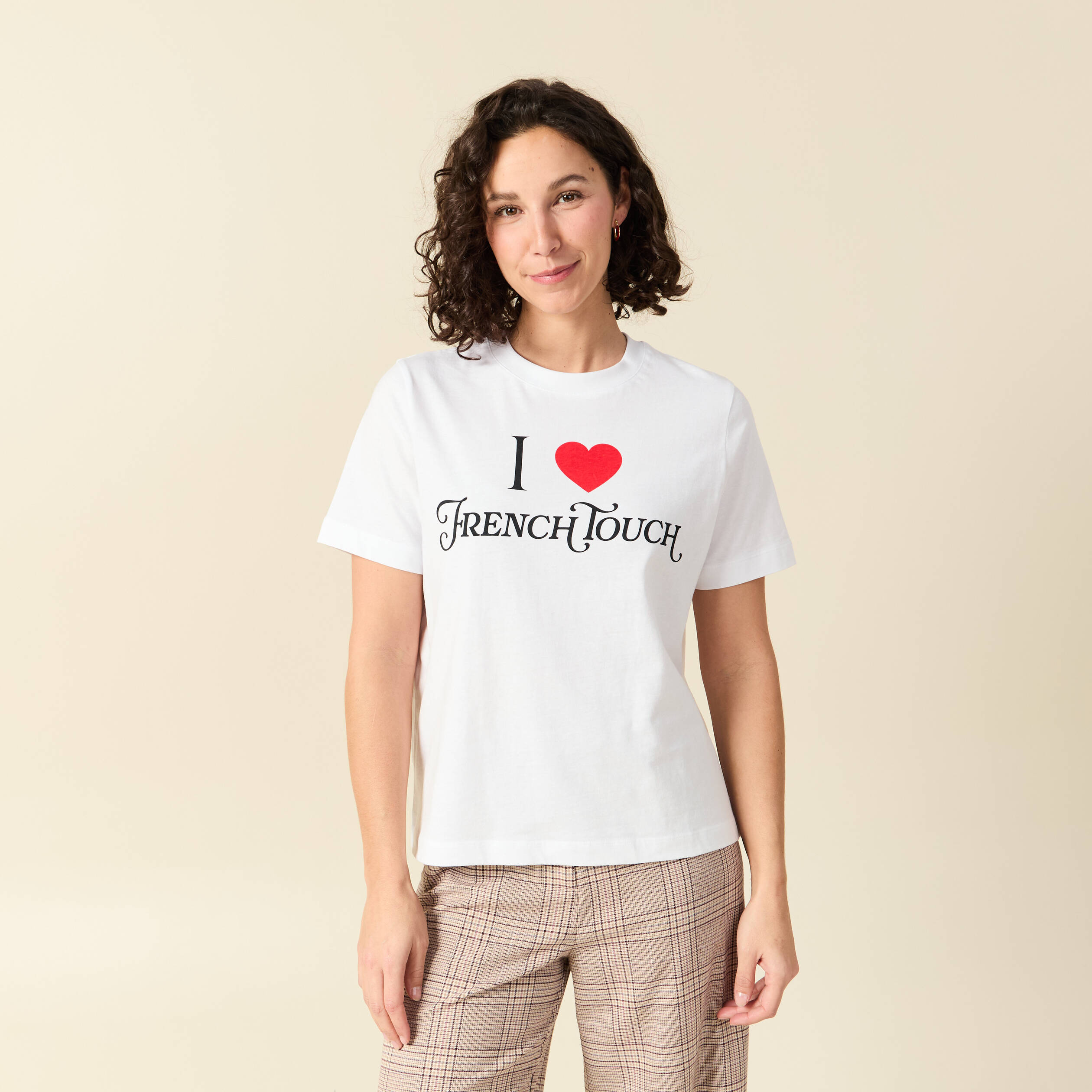T-shirt oversize col rond en coton blanc femme
