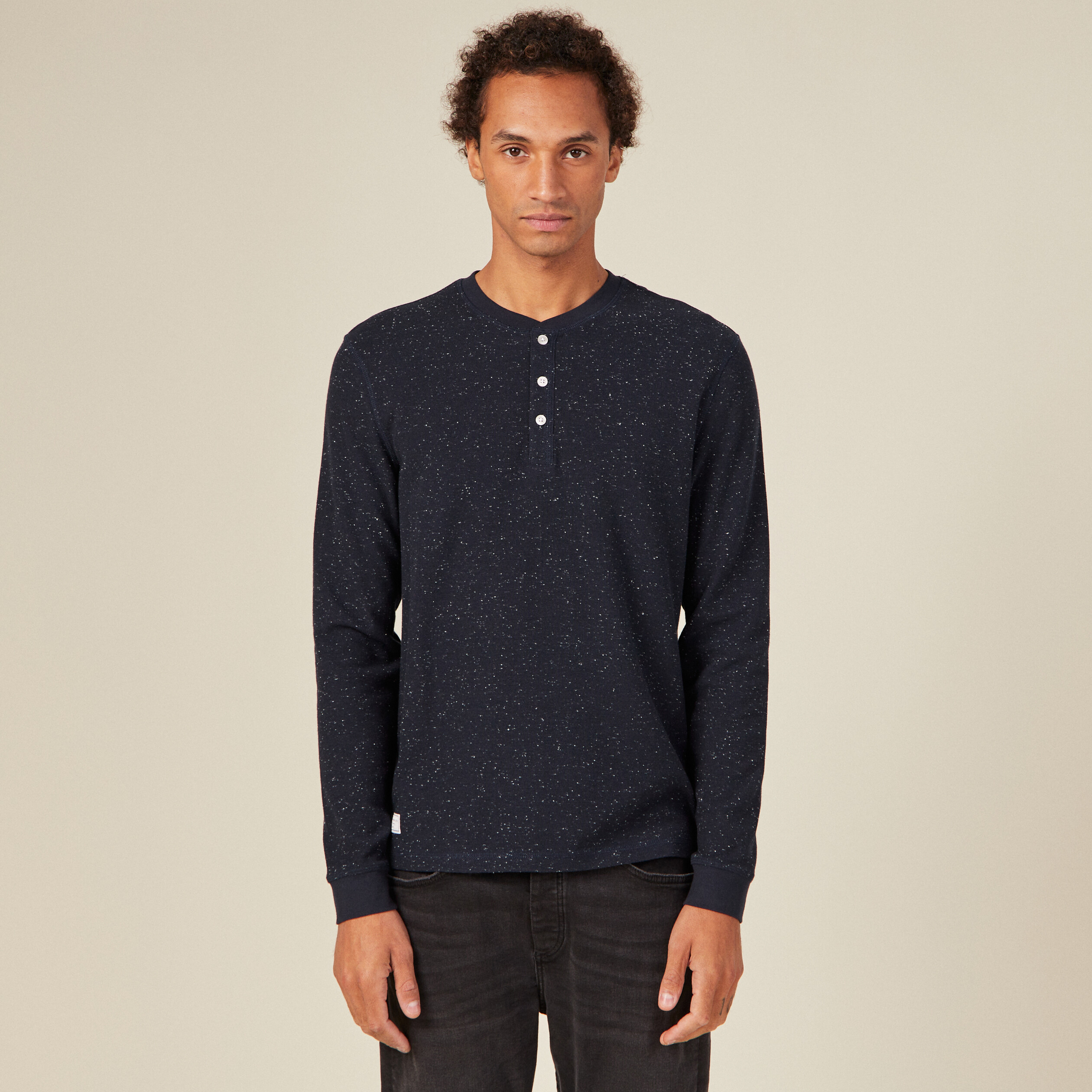 t shirt manches longues bleu marine homme T-shirt manches longues bleu marine homme