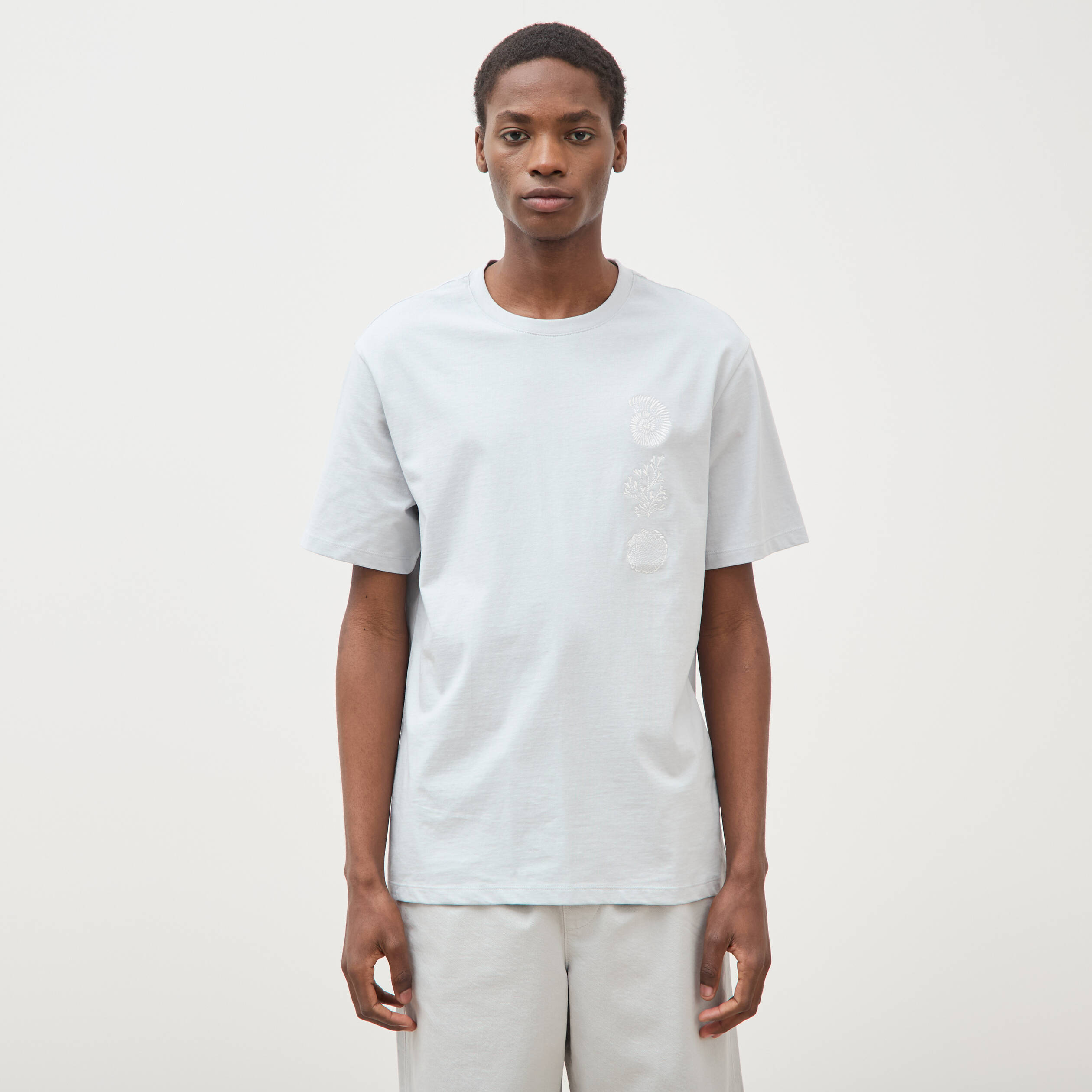 T-shirt ample en coton manches courtes gris clair homme