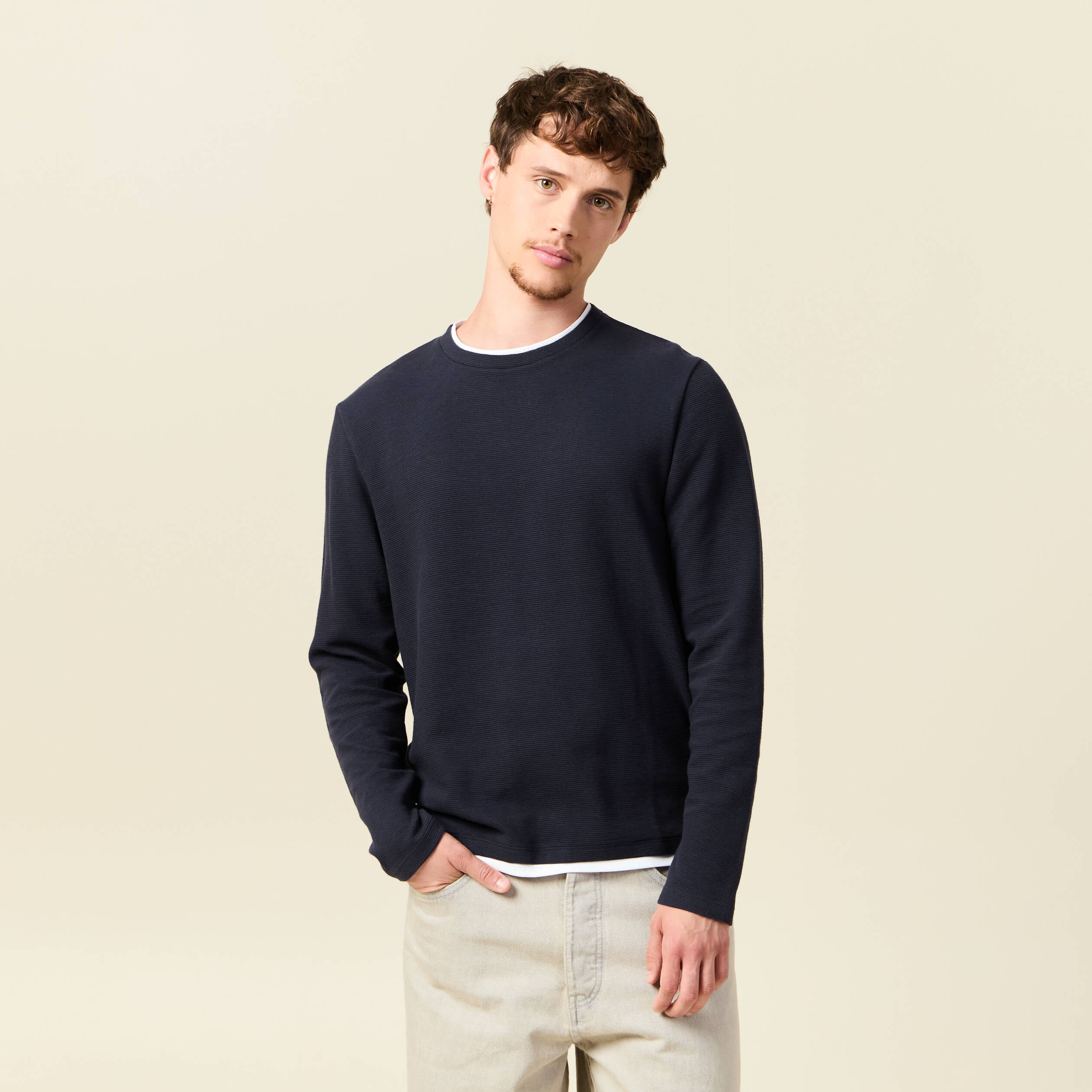 T-shirt manches longues bleu marine homme