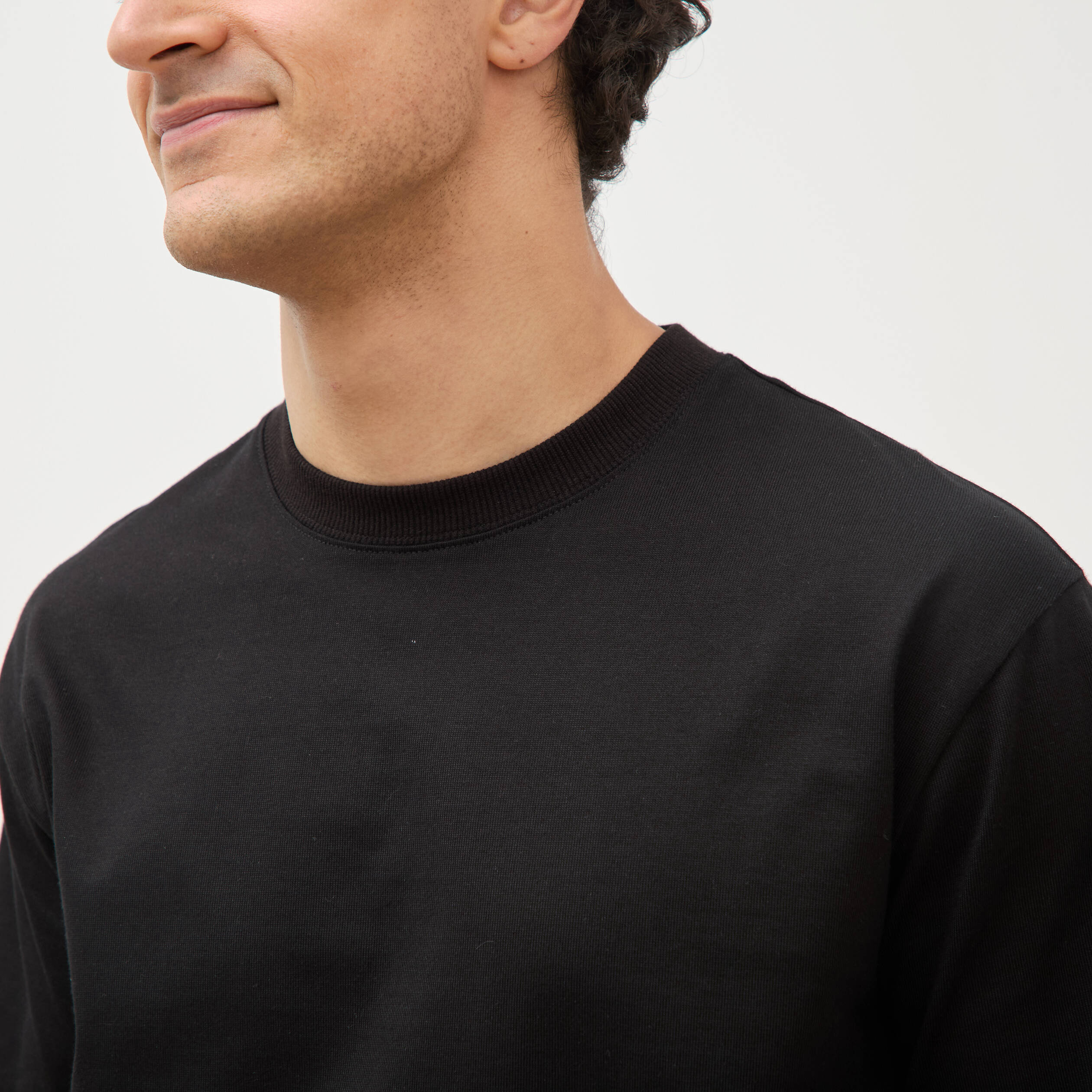 T-shirt en coton manches longues noir homme