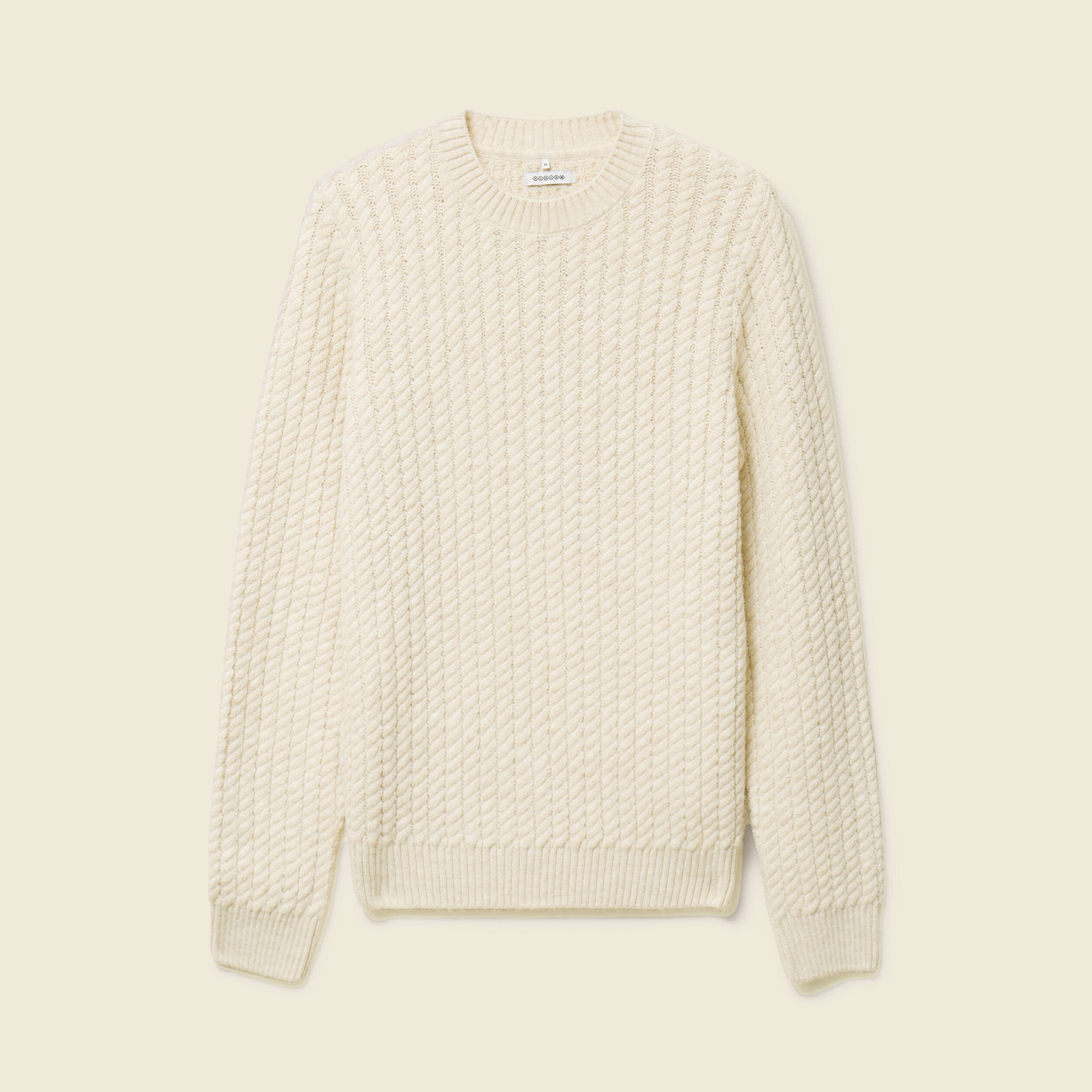 Pull col rond manches longues ecru homme