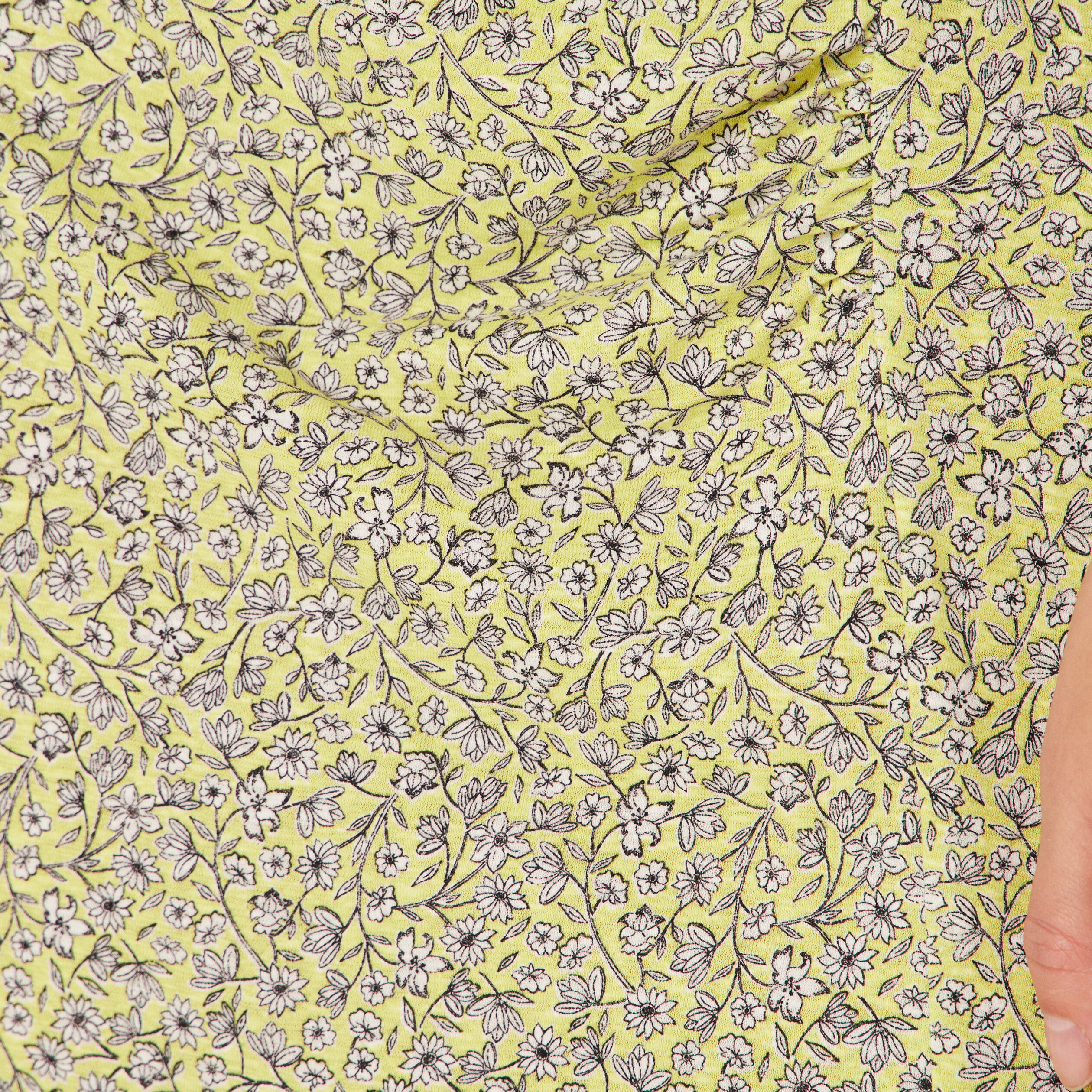 Jupe évasée fluide jaune fluo femme