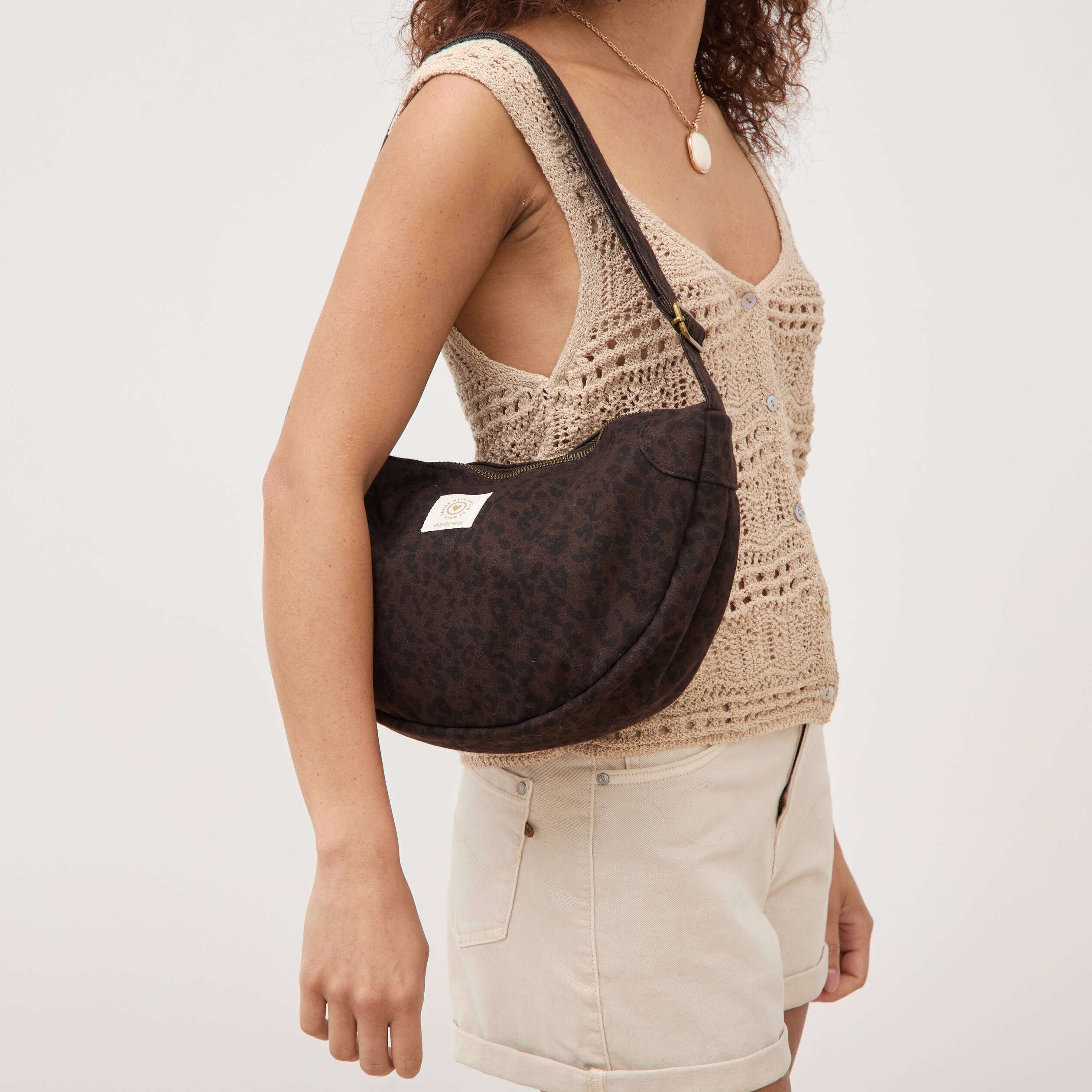 Sac bandouli&egrave;re avec doublure vert olive femme