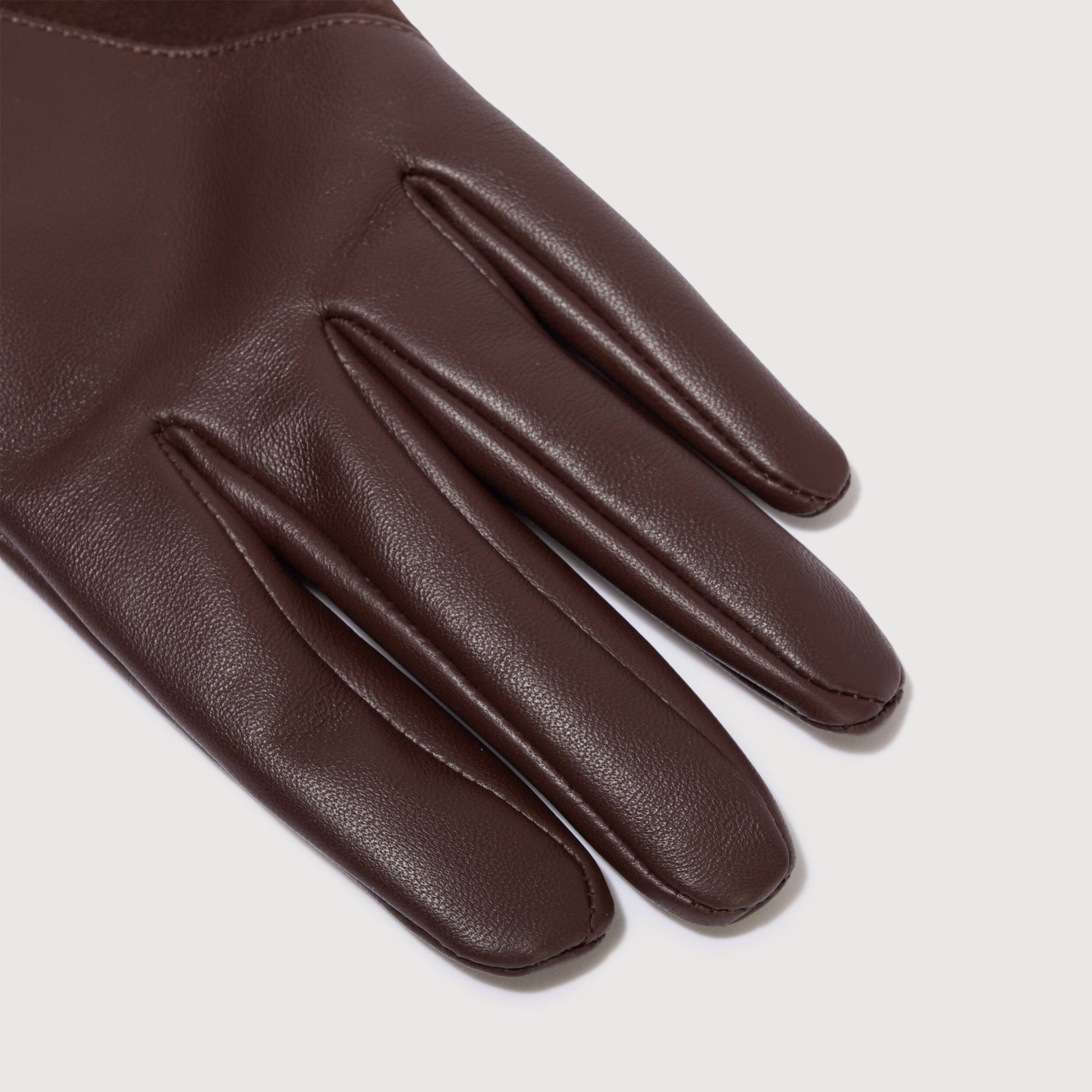 Gants en cuir marron fonc&eacute; femme