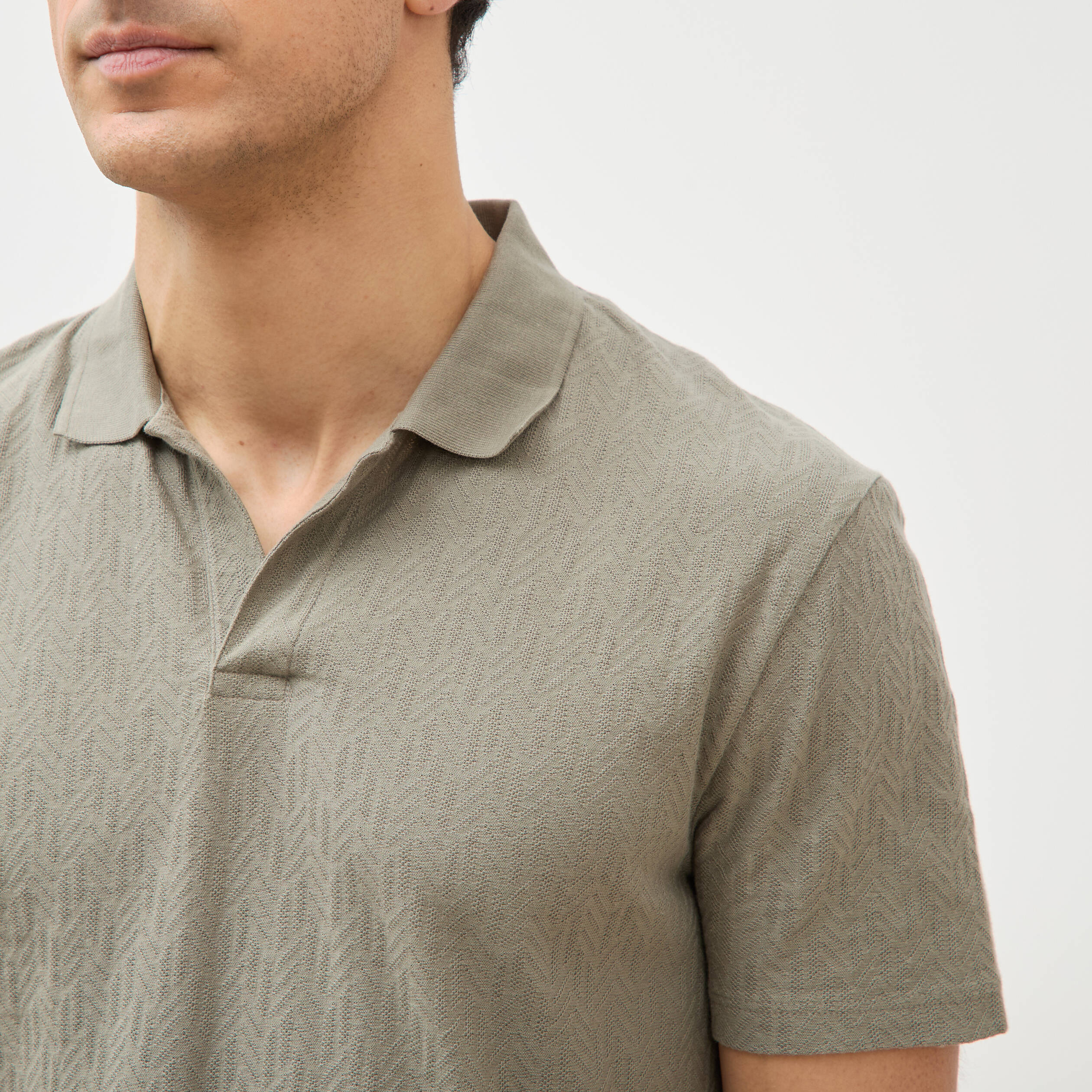 Polo manches courtes vert kaki homme