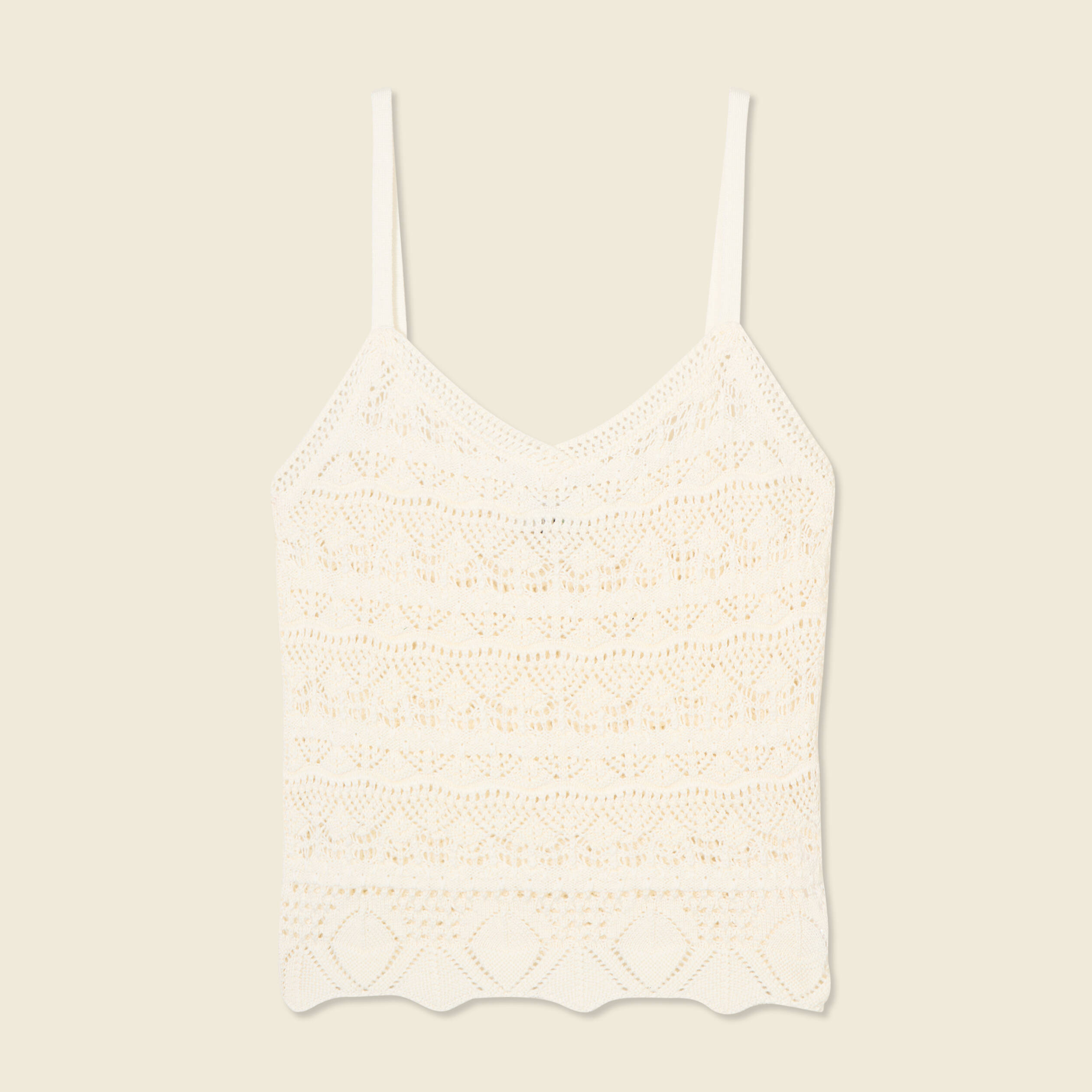 debardeur tricot ajoure creme femme Débardeur tricot ajouré creme femme