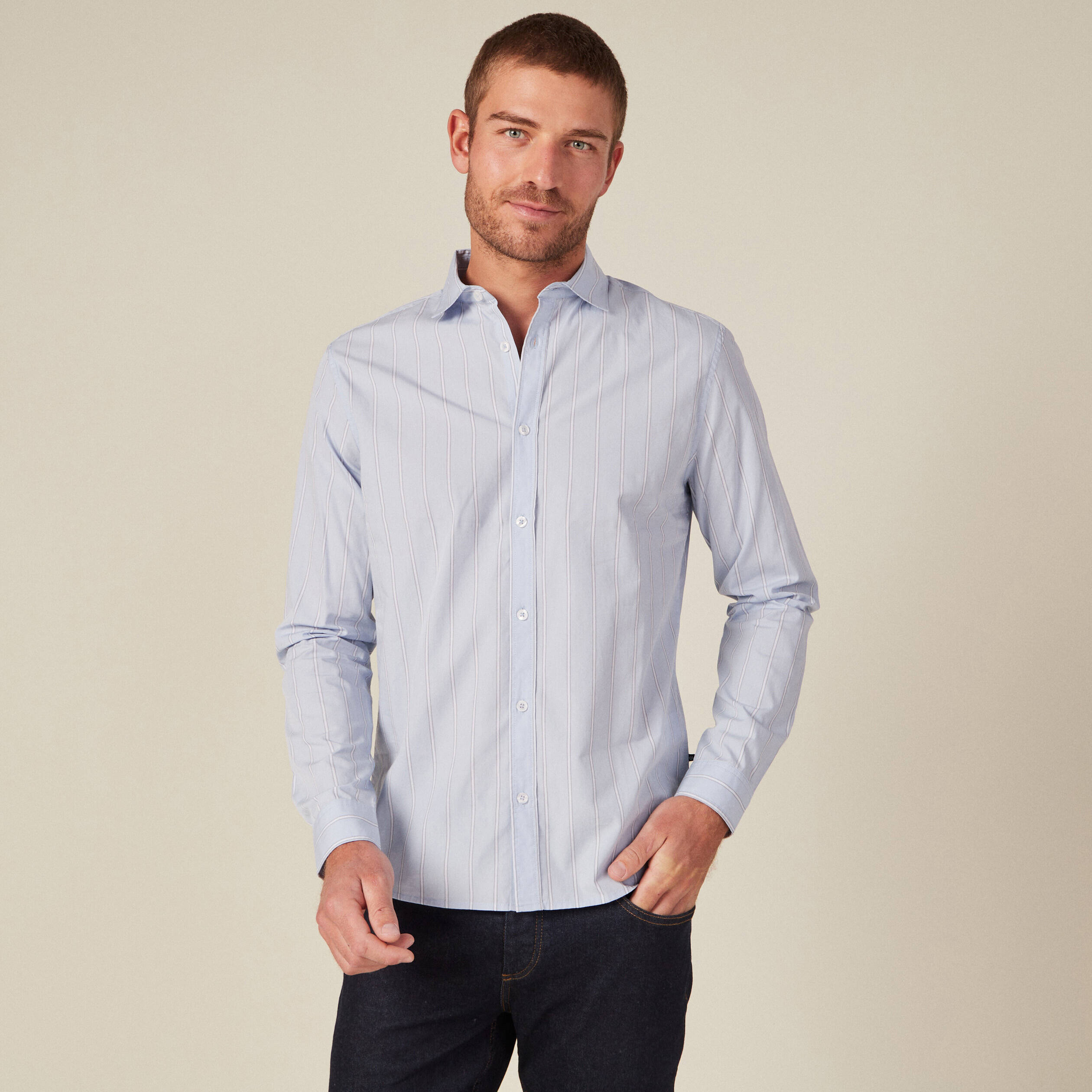 chemise eco responsable bleu clair homme Chemise éco-responsable bleu clair homme