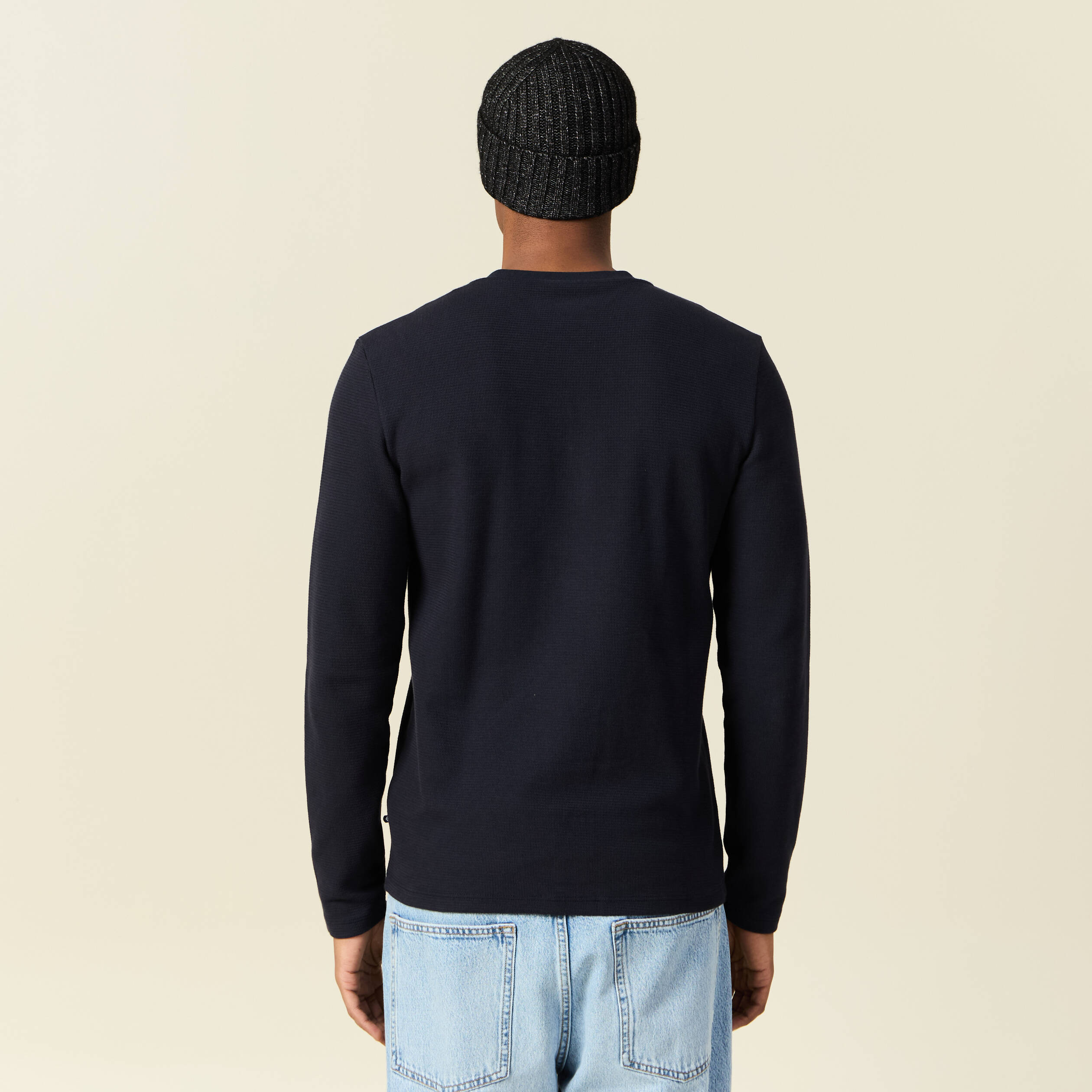 t shirt manches longues bleu marine homme T-shirt manches longues bleu marine homme