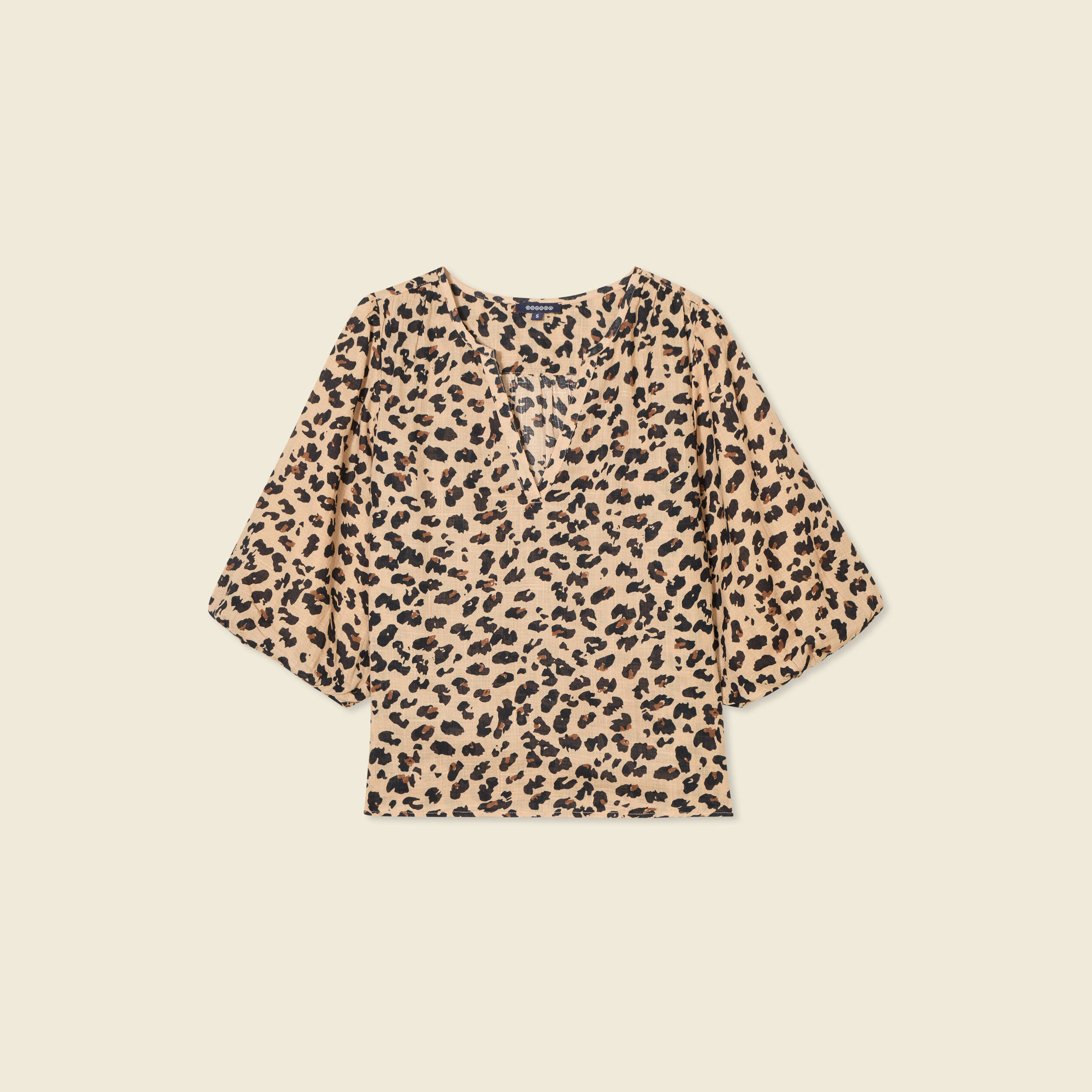 Blouse manches courtes marron clair femme