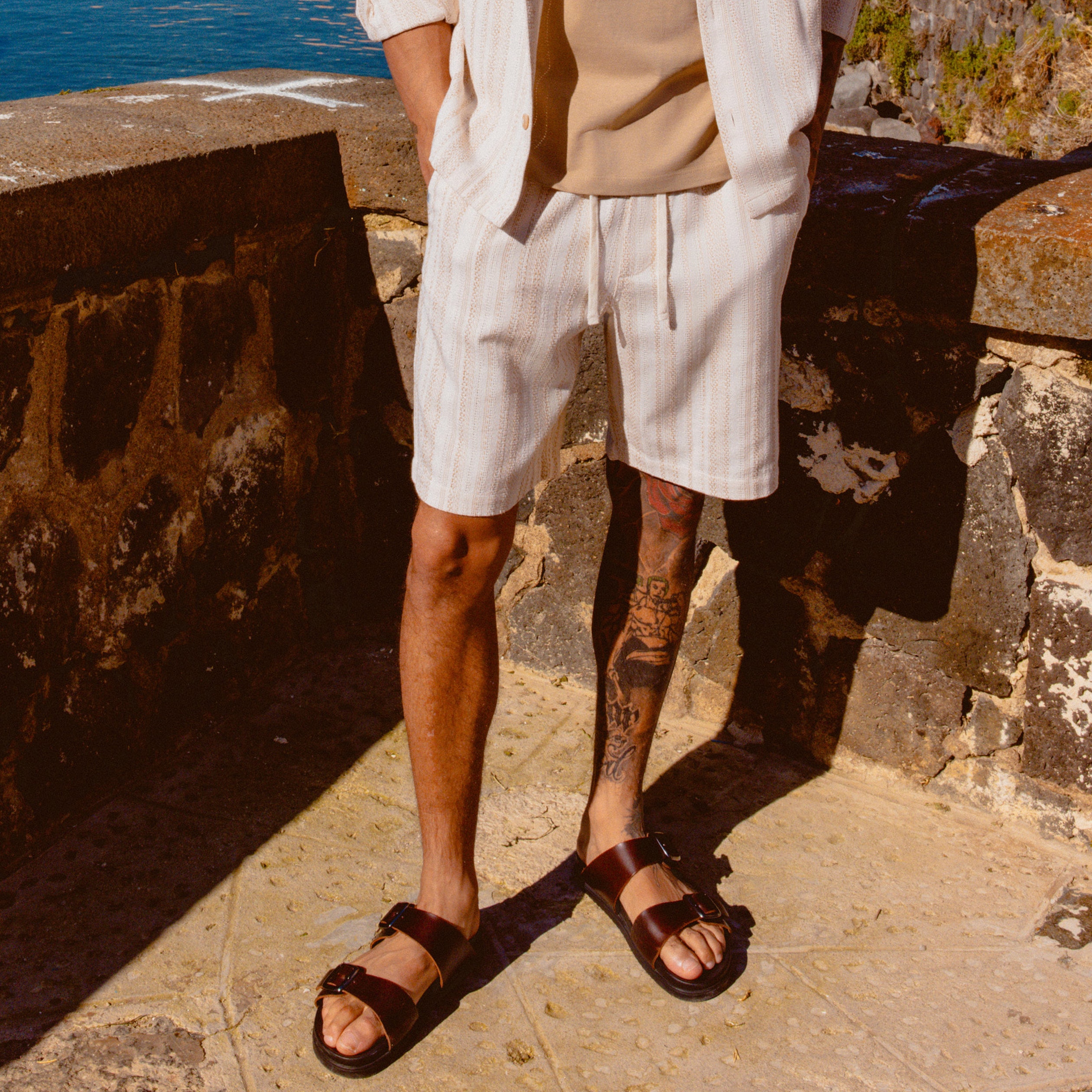 short droit en tricot ecru homme Short droit en tricot ecru homme