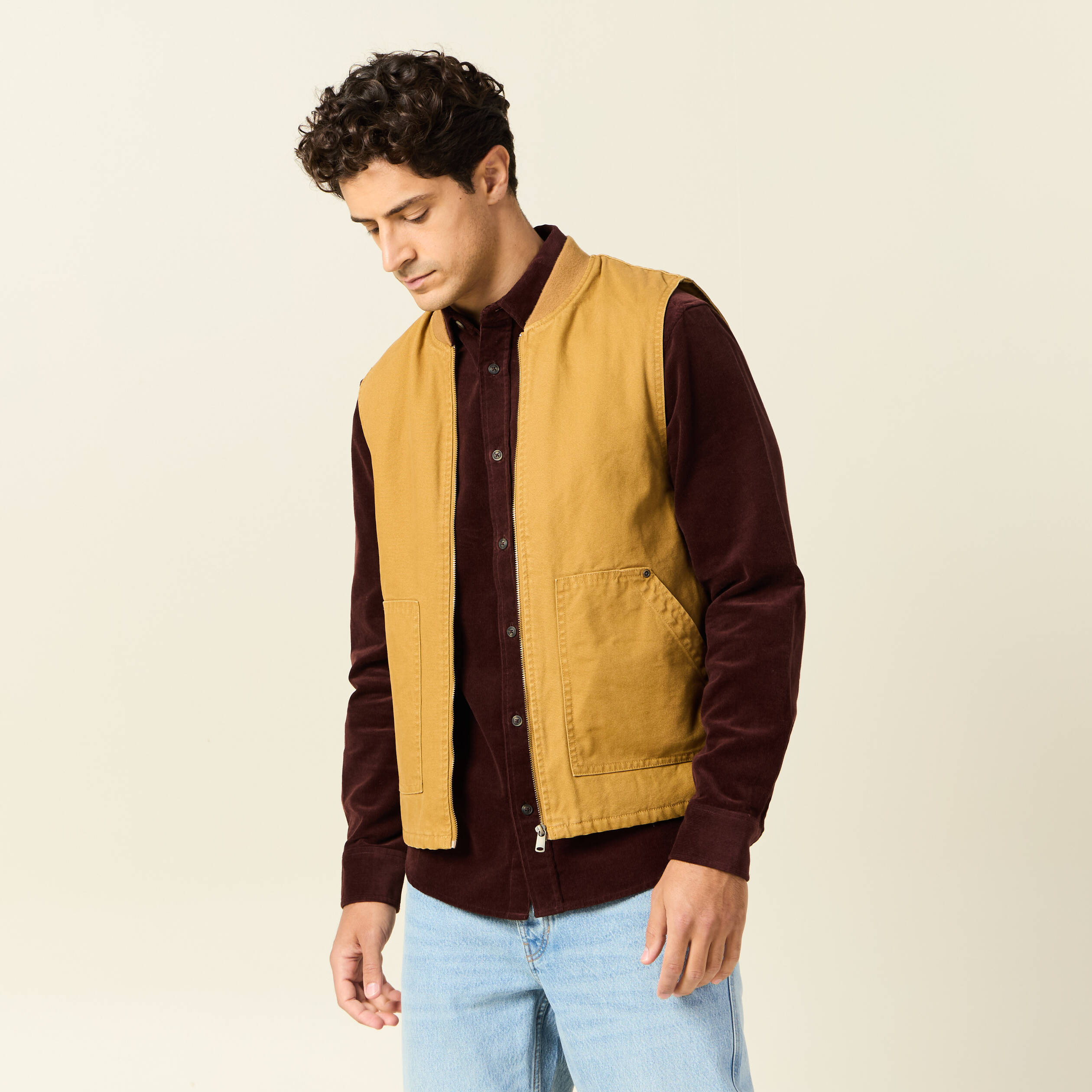 blouson sans manches col teddy camel homme Blouson sans manches col teddy camel homme