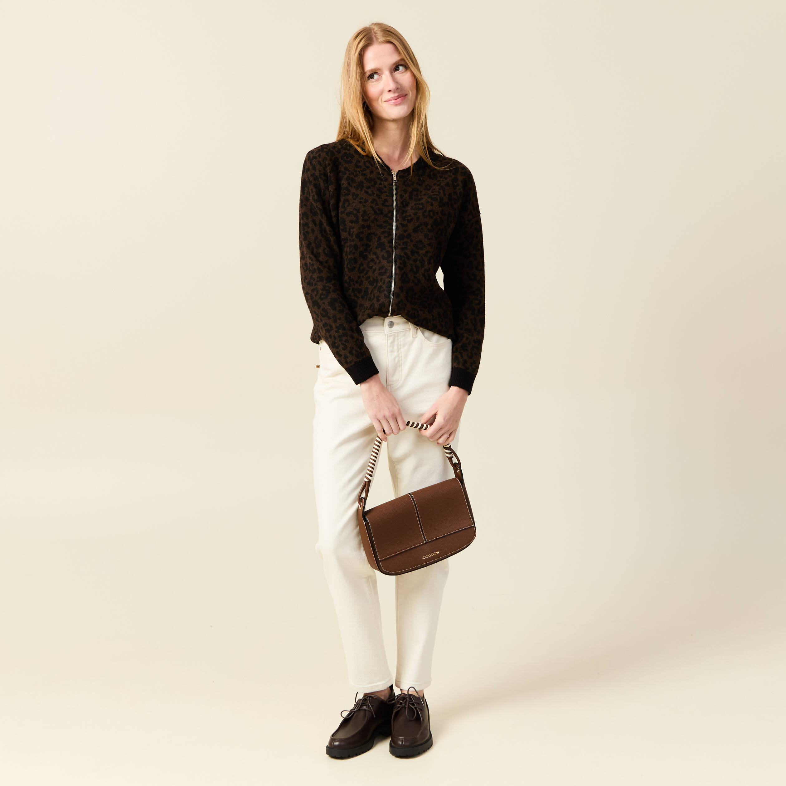 Veste manches longues terracotta femme