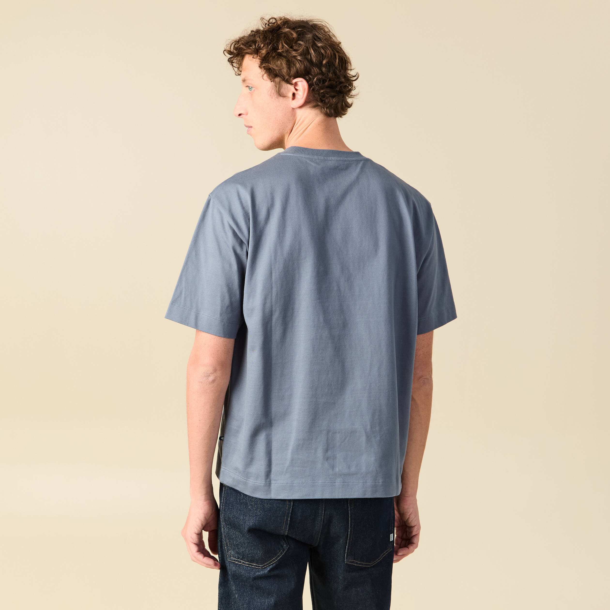 T-shirt en coton bleu gris homme