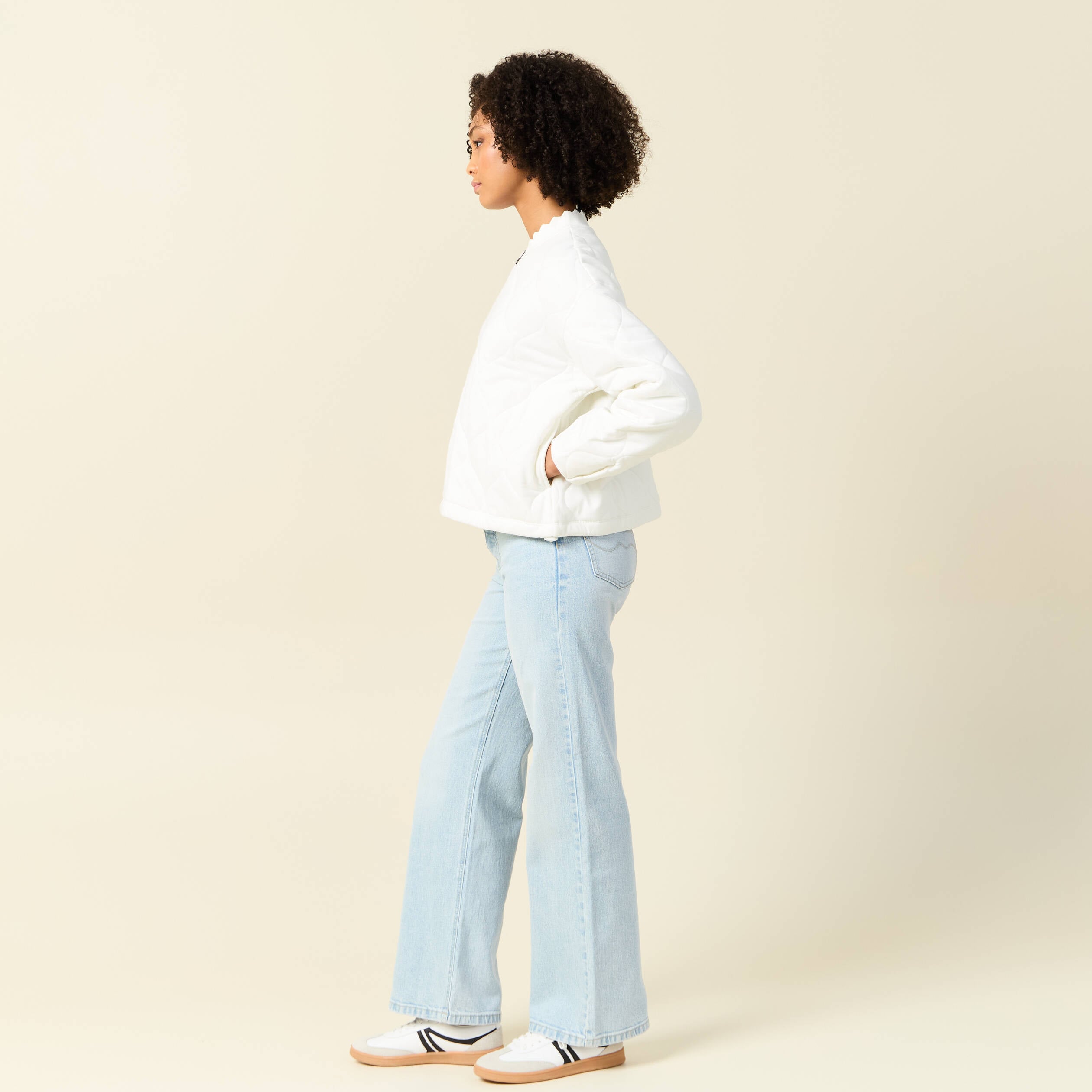 Gilet matelass&eacute; ecru femme