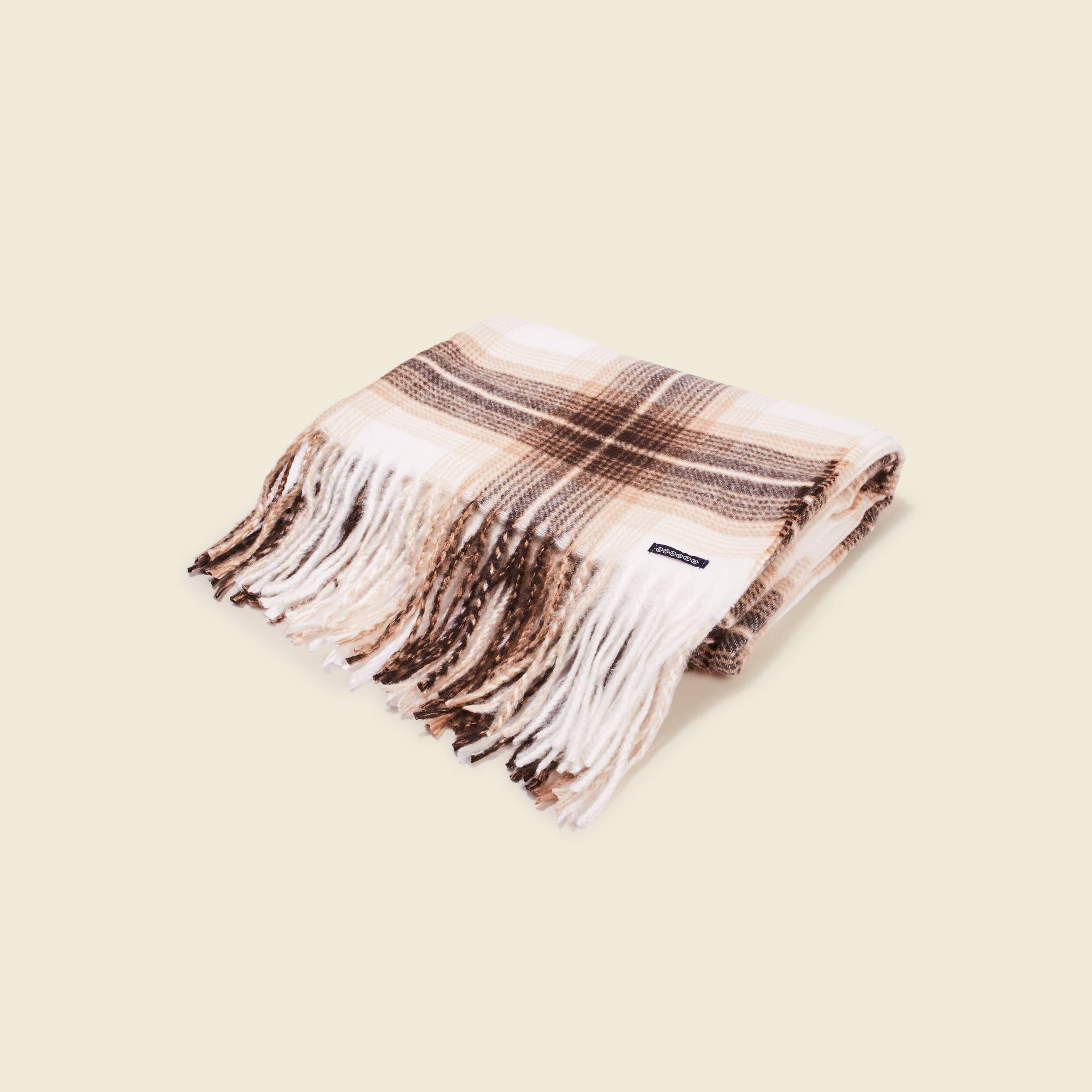 Grande écharpe Beige/marron à Franges Et Pompons – Femme – Neuve Sans étiquette
