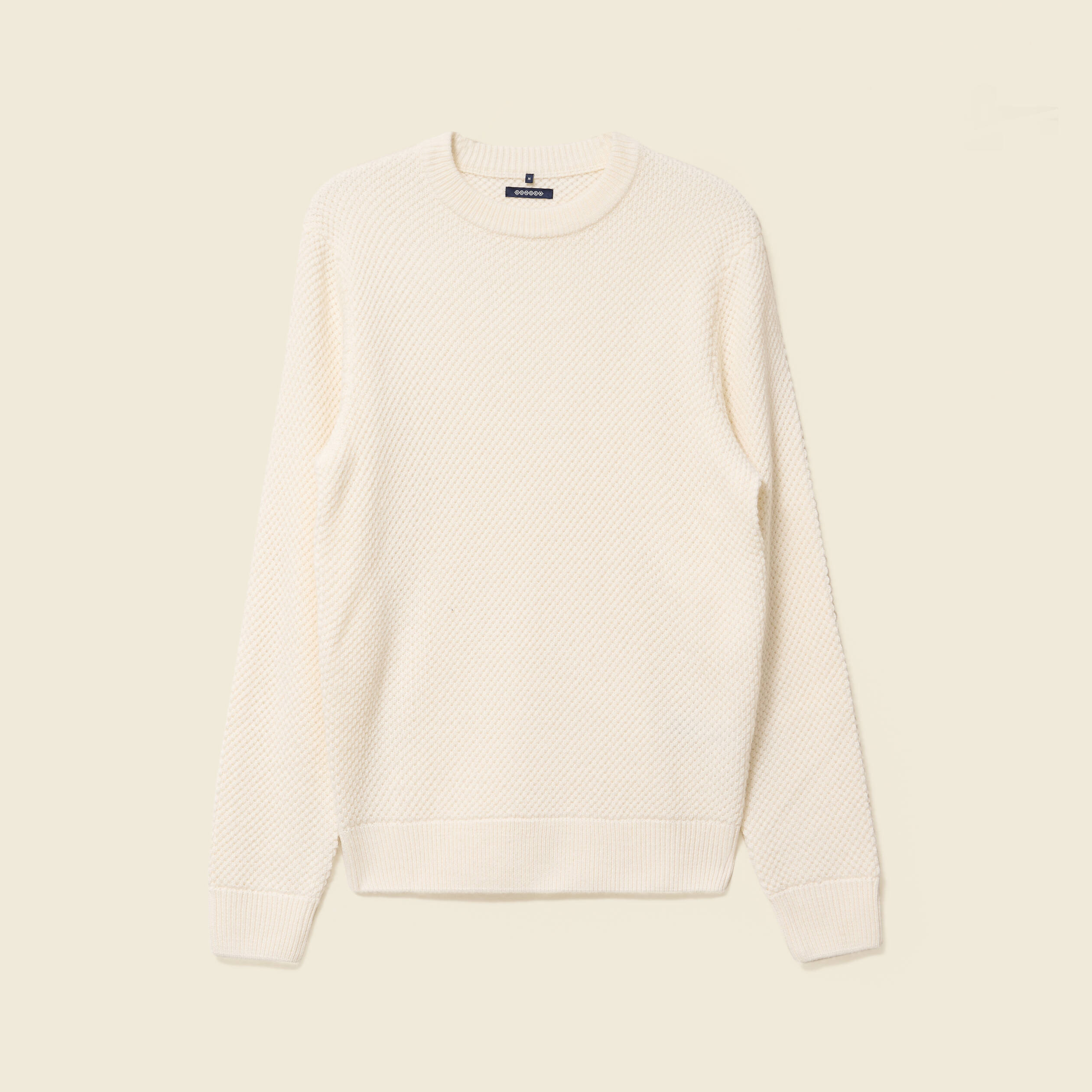 Pull col rond ecru homme