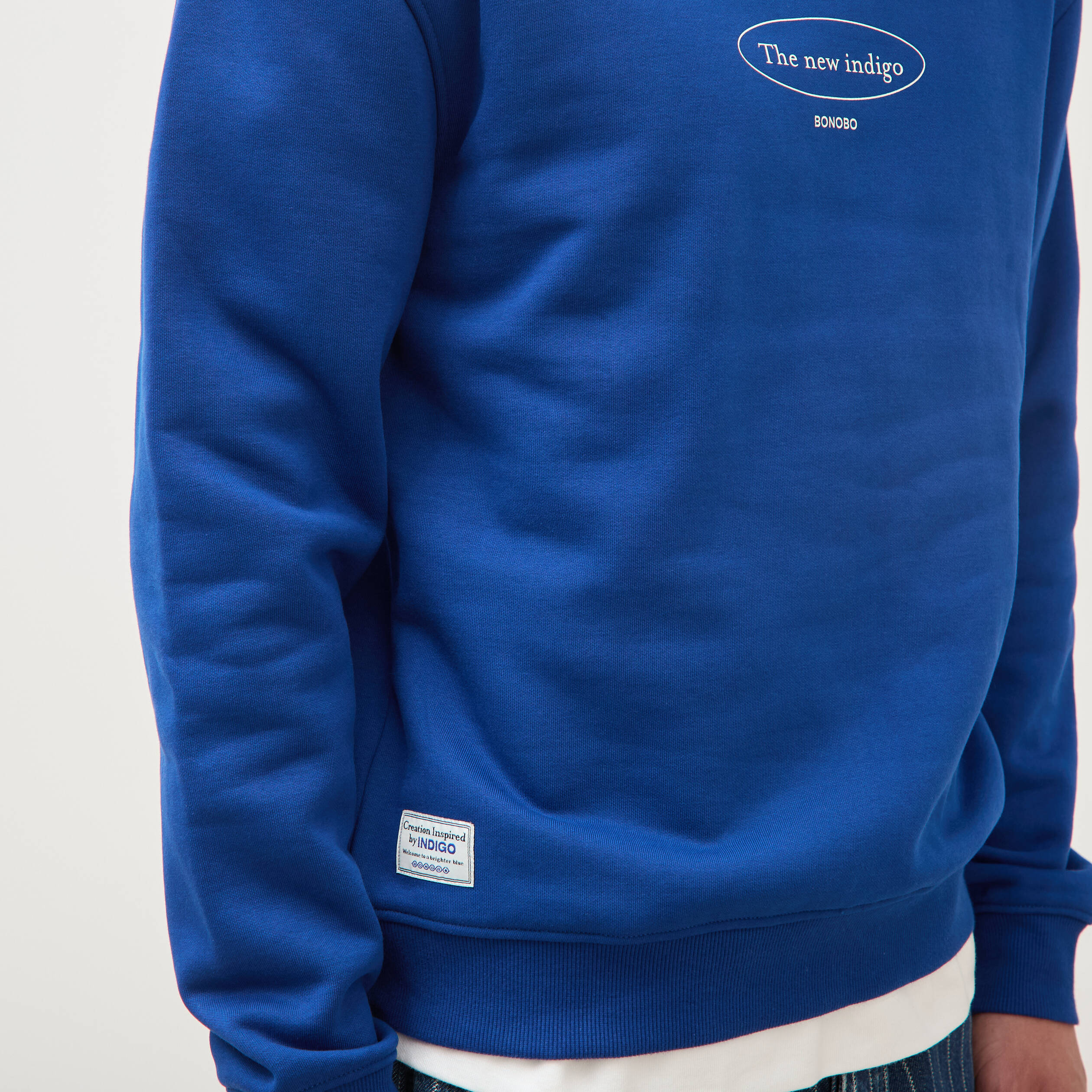 Sweat droit col rond manches longues bleu electrique homme