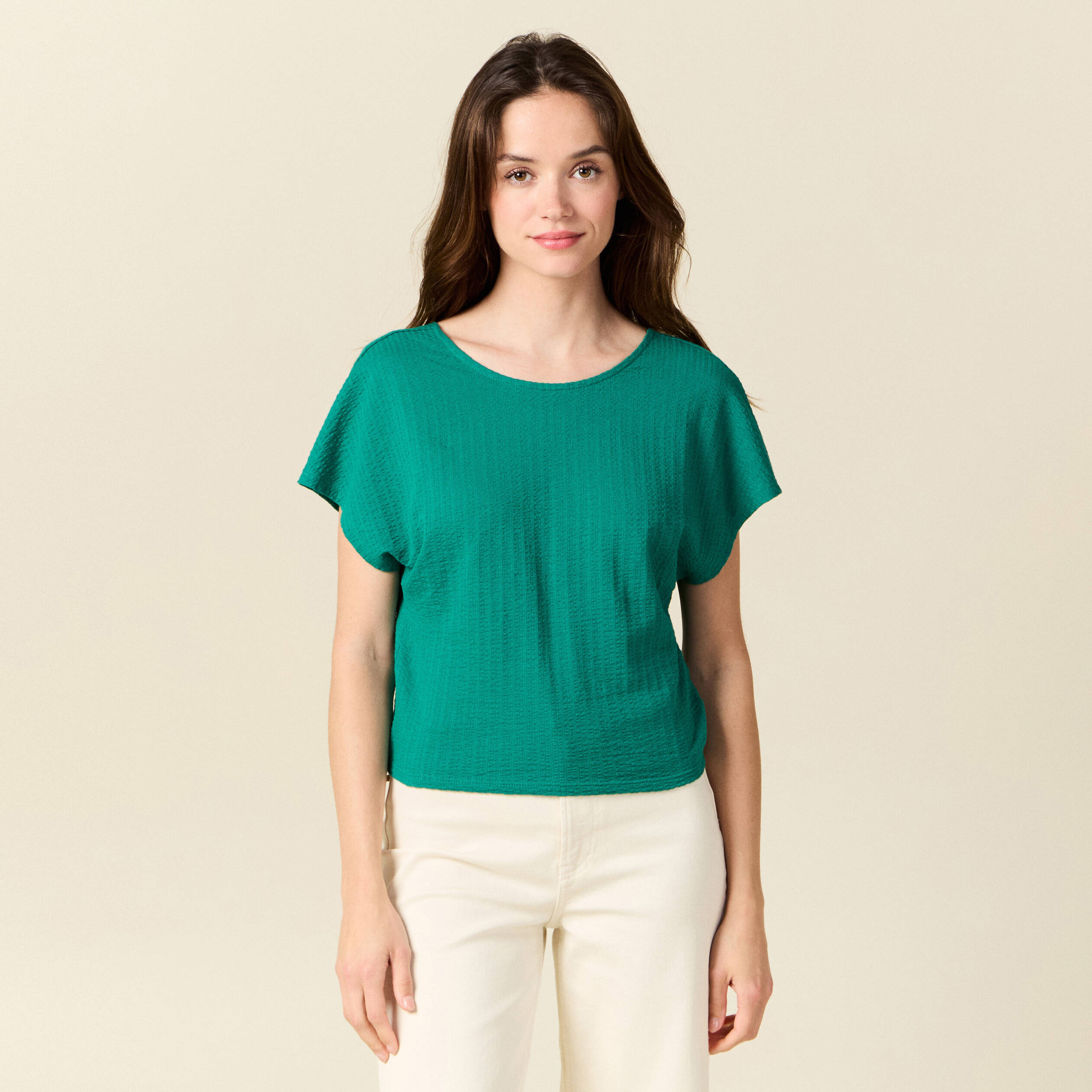 t shirt manches courtes vert turquoise femme T-shirt manches courtes vert turquoise femme