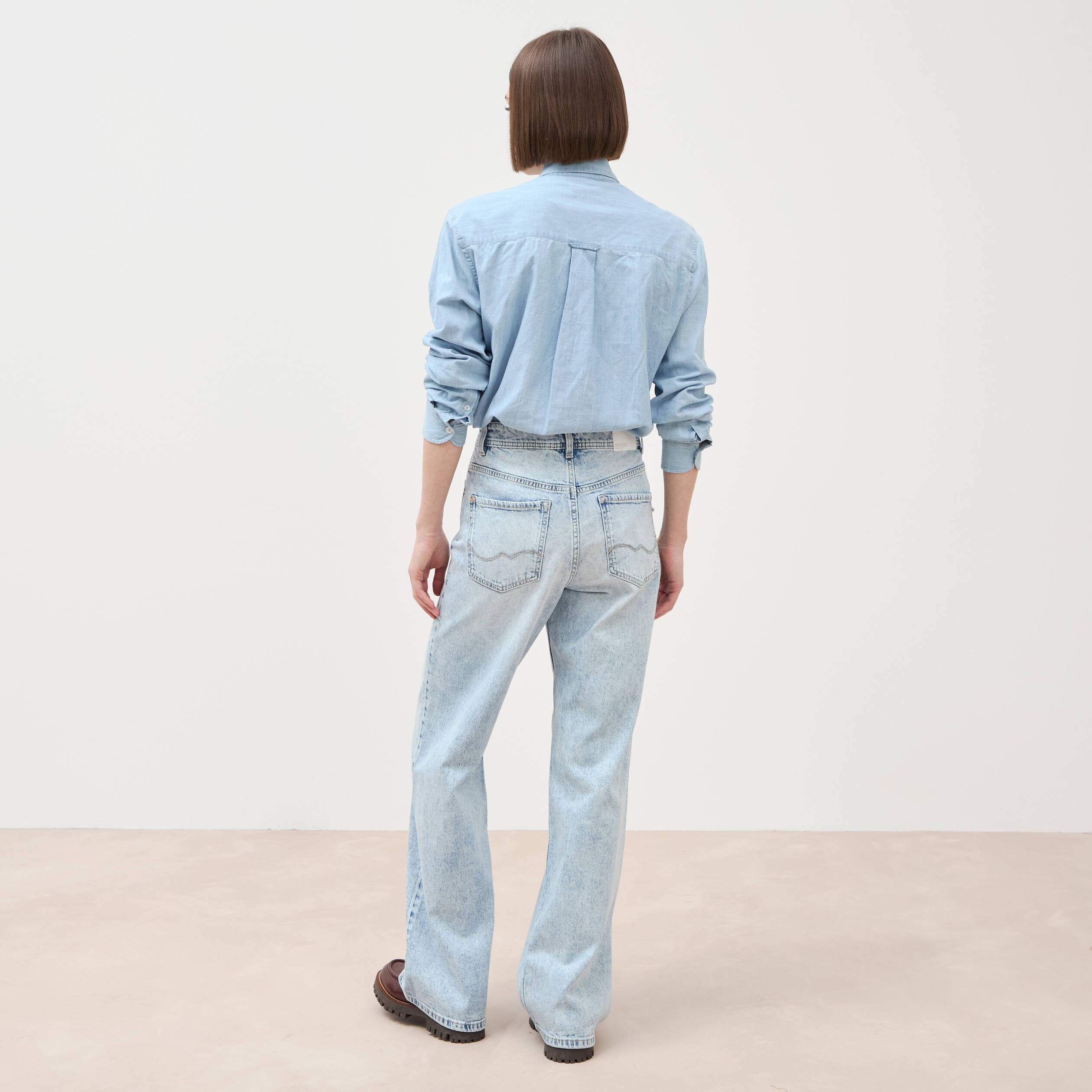 Jeans large taille standard denim snow bleu femme