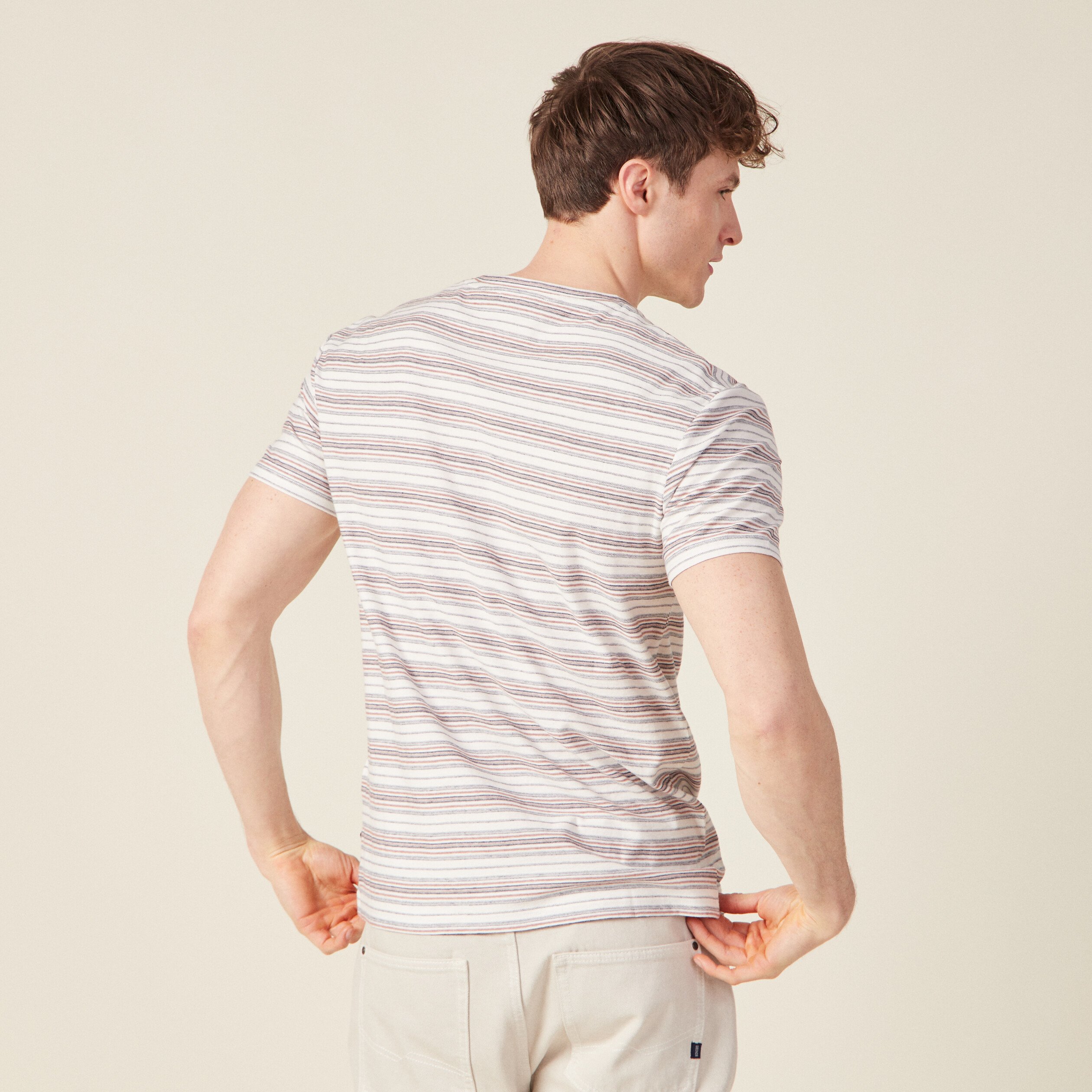 t shirt manches courtes marron cognac homme T-shirt manches courtes marron cognac homme
