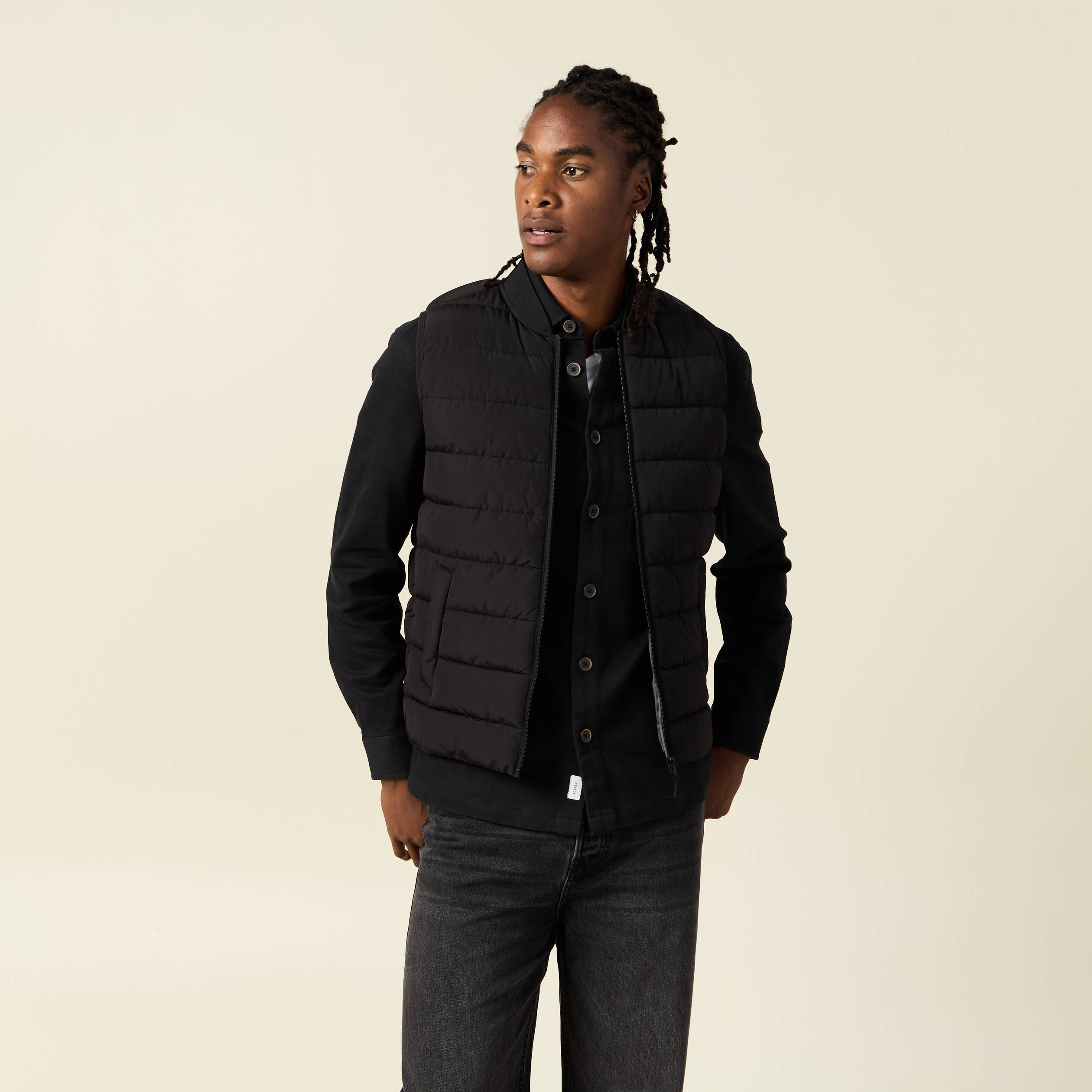 Doudoune courte sans manches noir homme