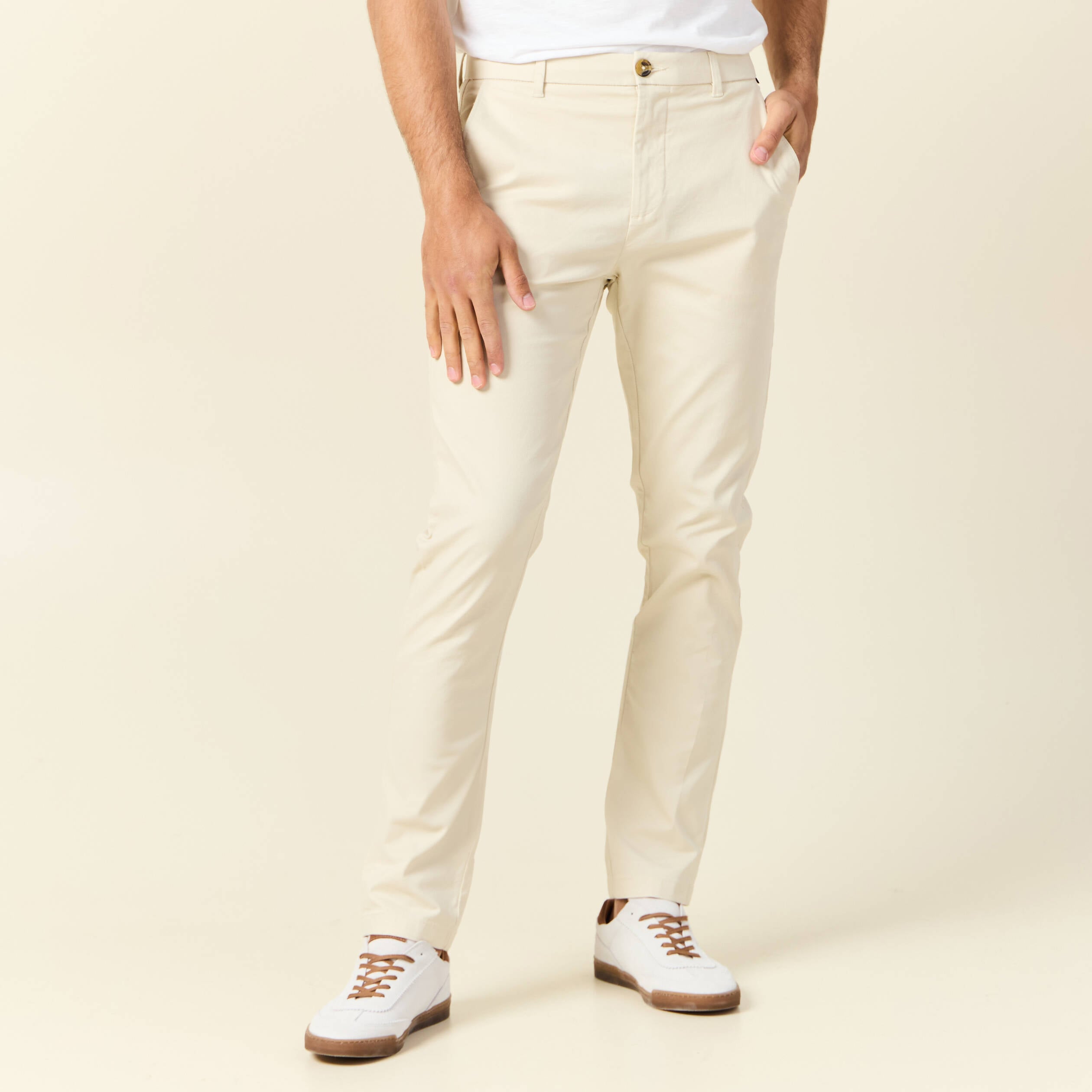 Pantalon chino longueur 32 sable homme