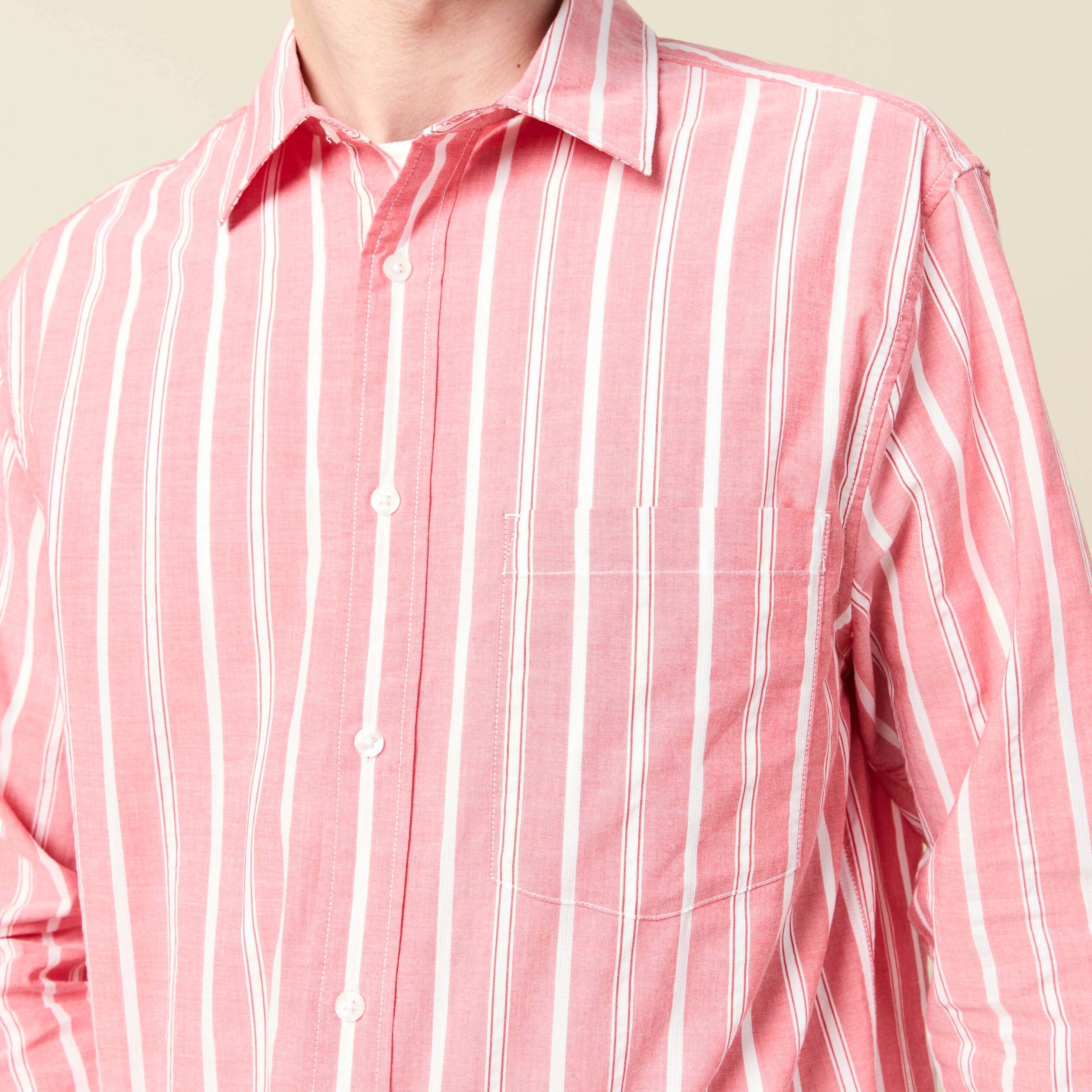 Chemise boyfriend en coton rouge corail homme
