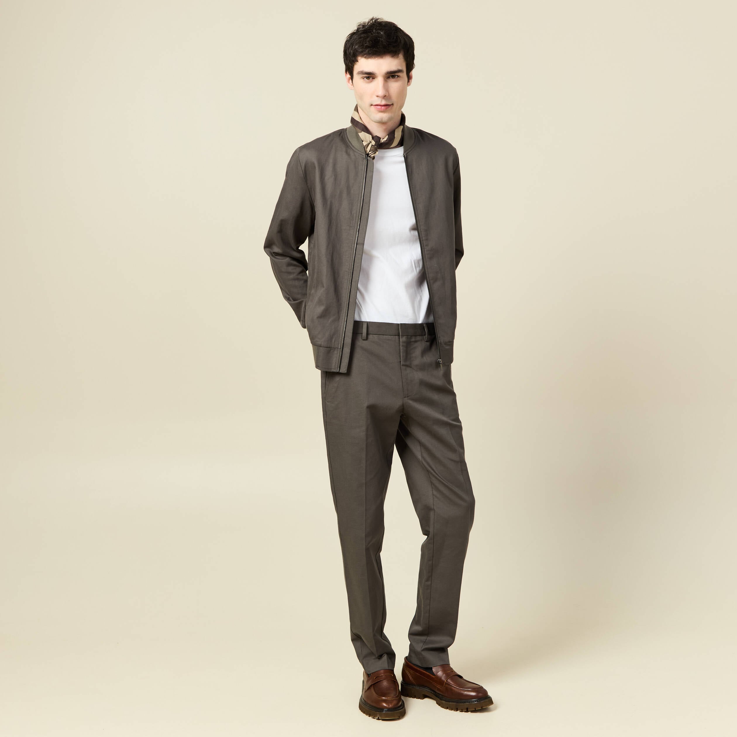 Blouson zipp&eacute; col teddy vert fonc&eacute; homme