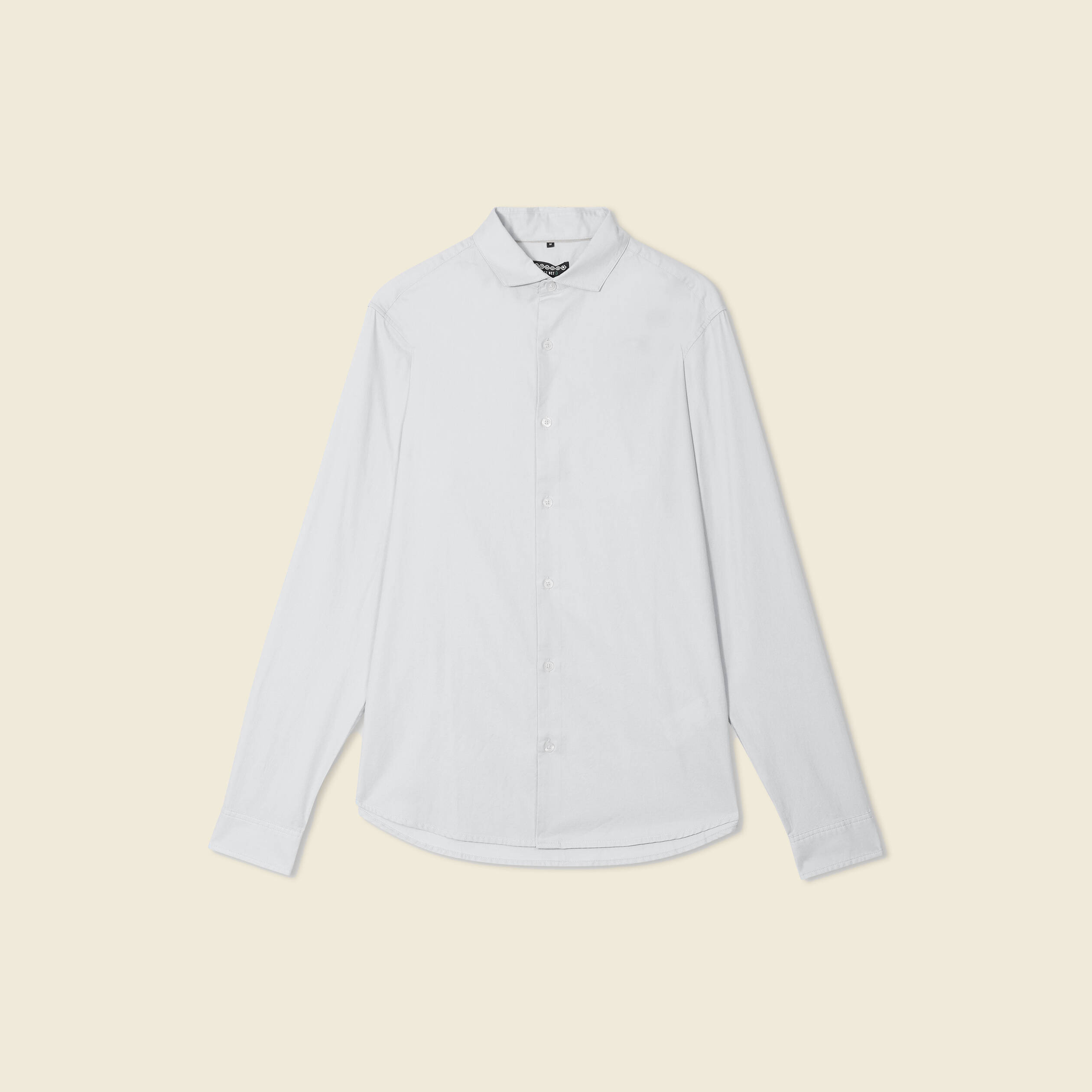 Col cintr&eacute; en coton manches longues bleu ciel homme