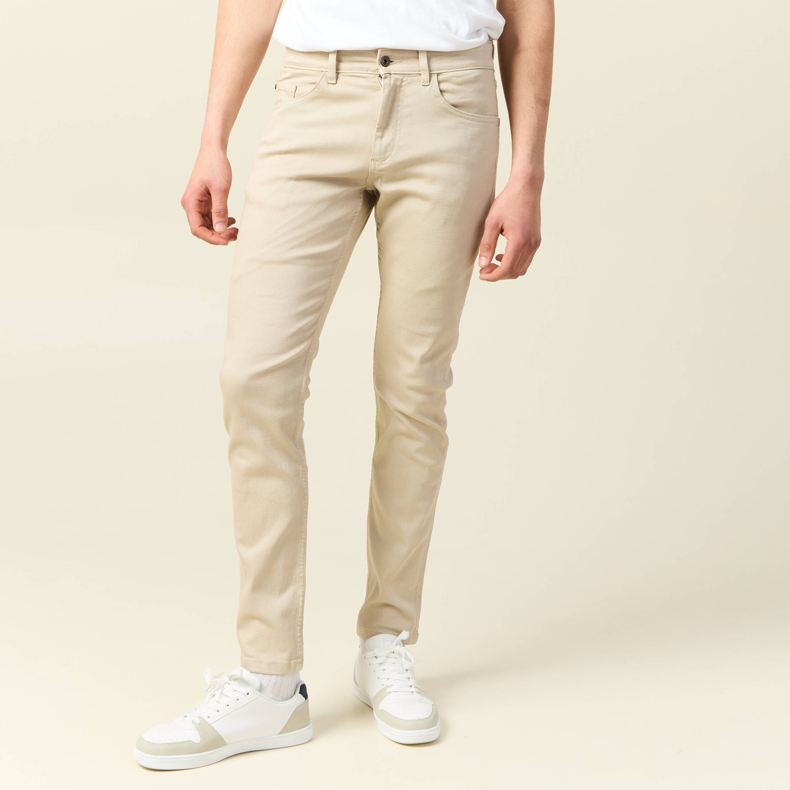 jeans slim 5 poches denim beige homme Jeans slim 5 poches denim beige homme