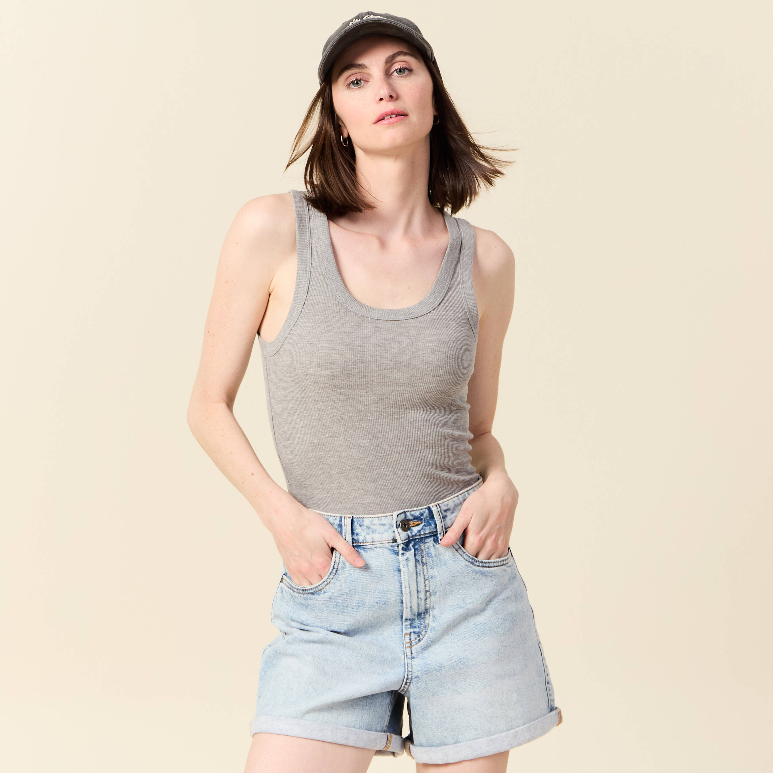 debardeur eco responsable gris femme Débardeur éco-responsable gris femme