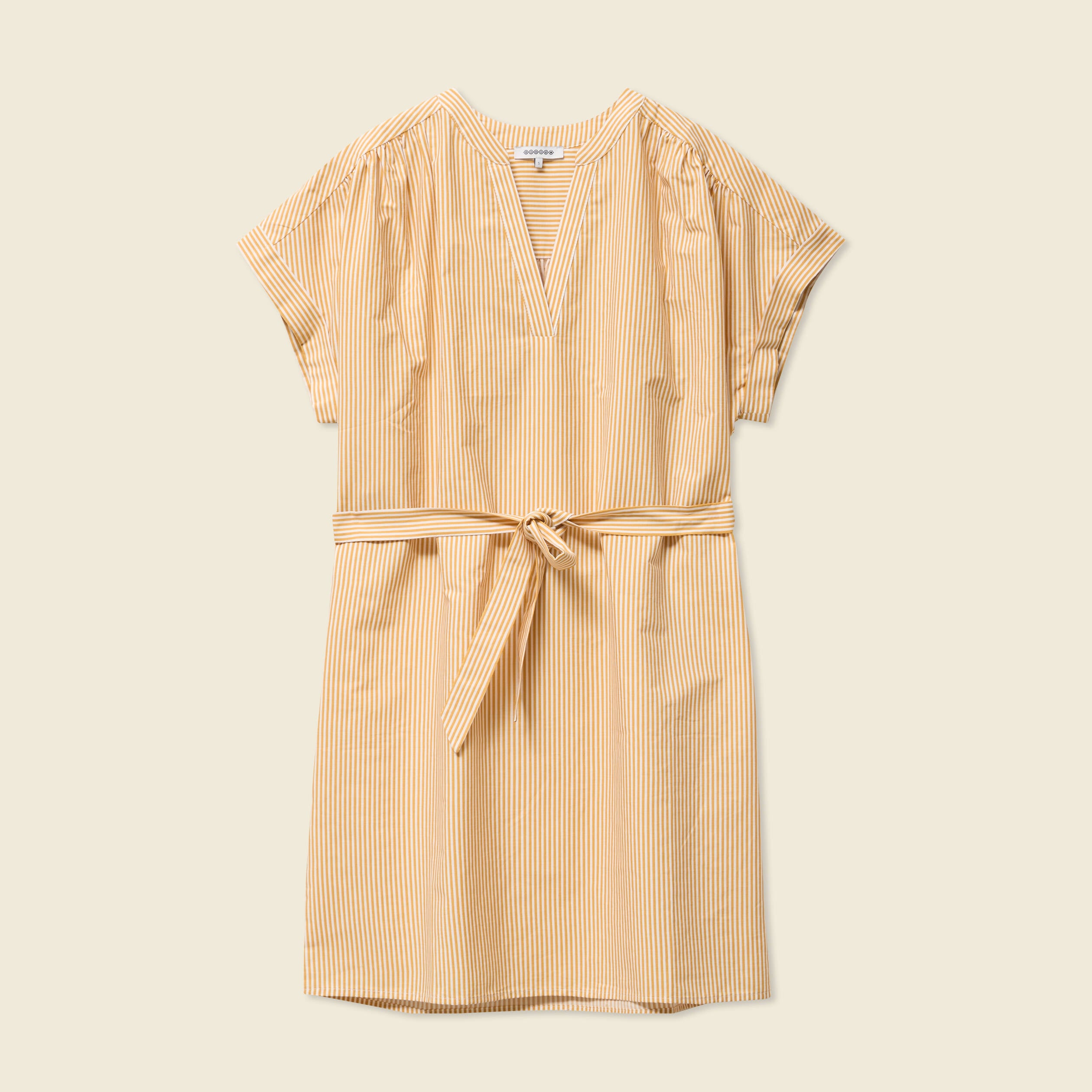 Robe droite ceintur&eacute;e jaune femme