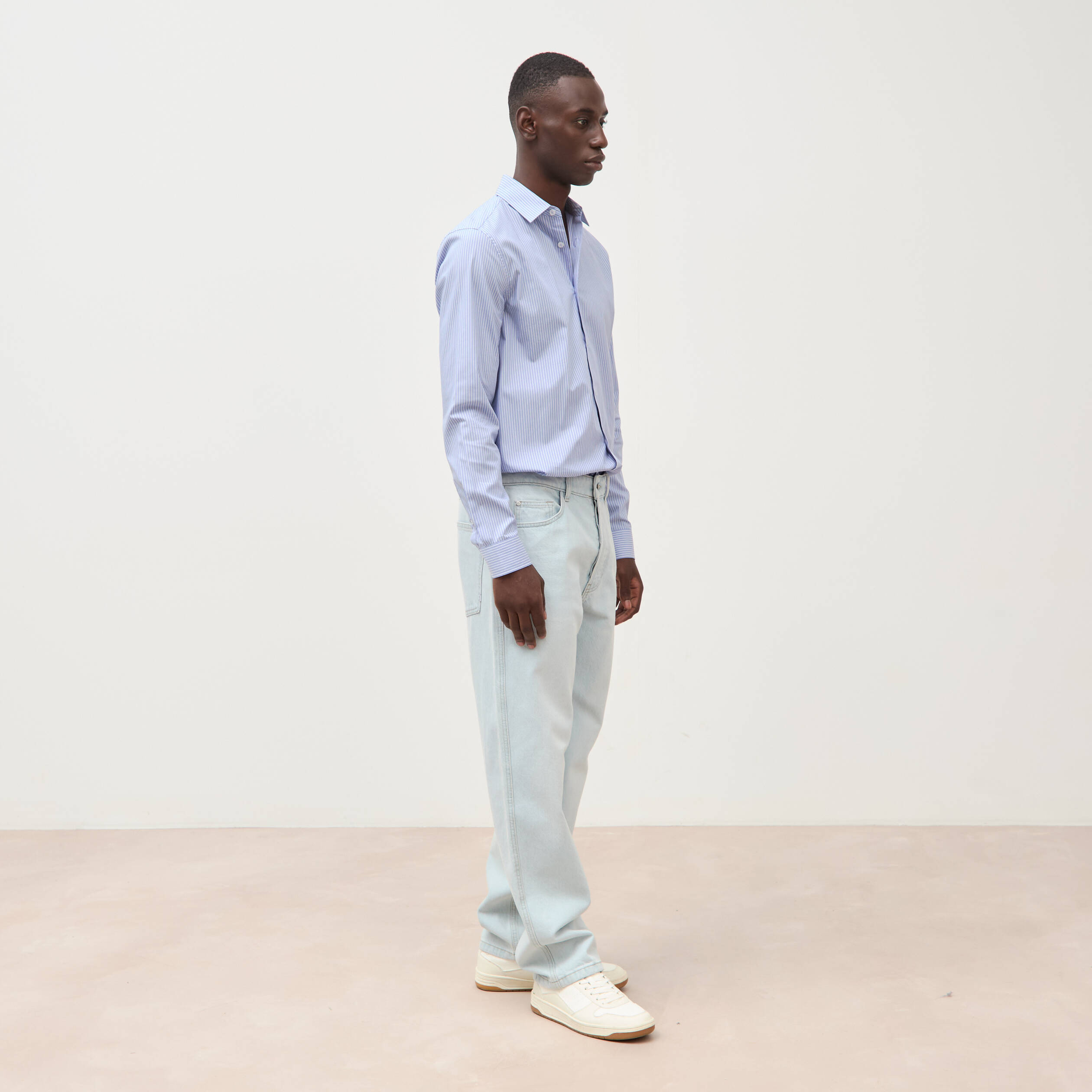 Chemise manches longues bleu gris homme