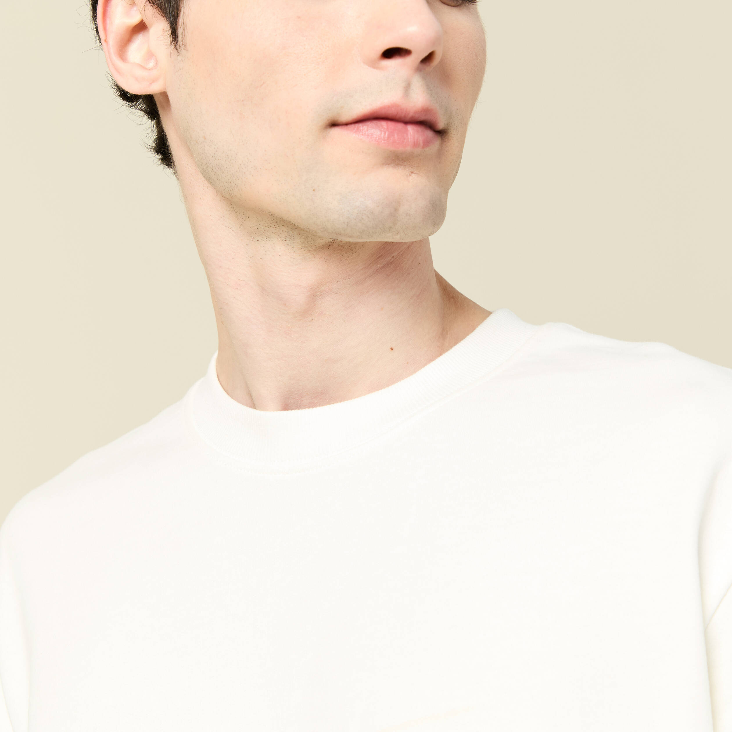 T-shirt ample col rond coton ecru homme