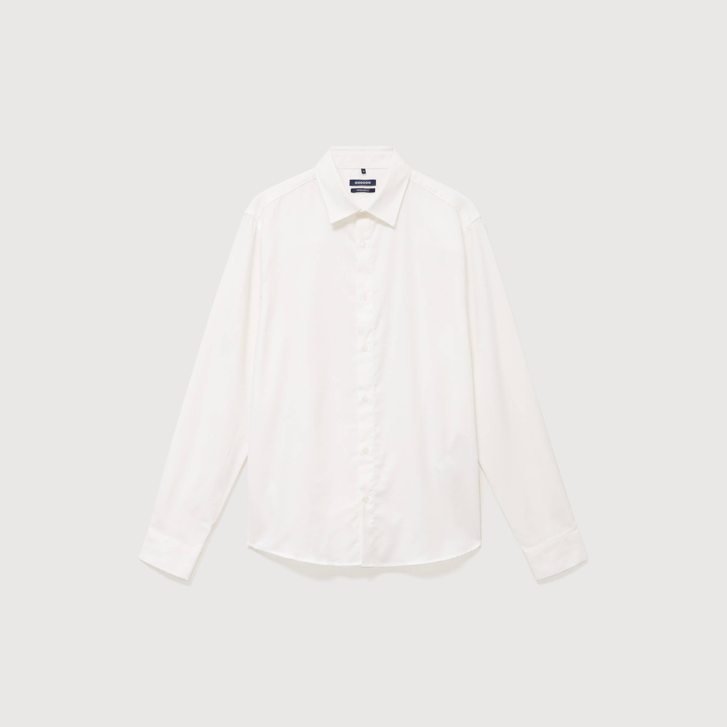 Chemise droite en coton manches longues ecru homme