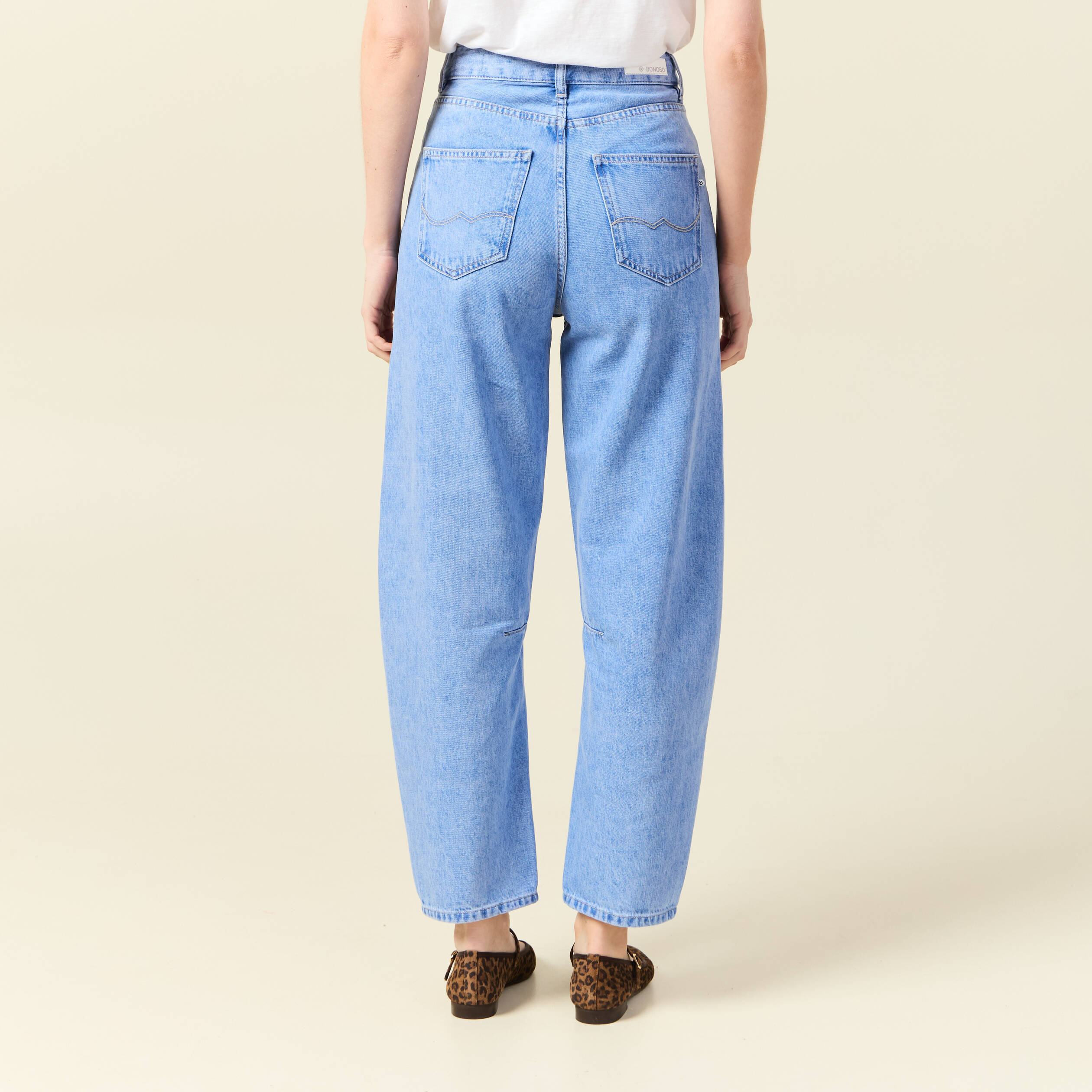 Jeans slouchy 7/8&egrave;me denim baby bleu femme