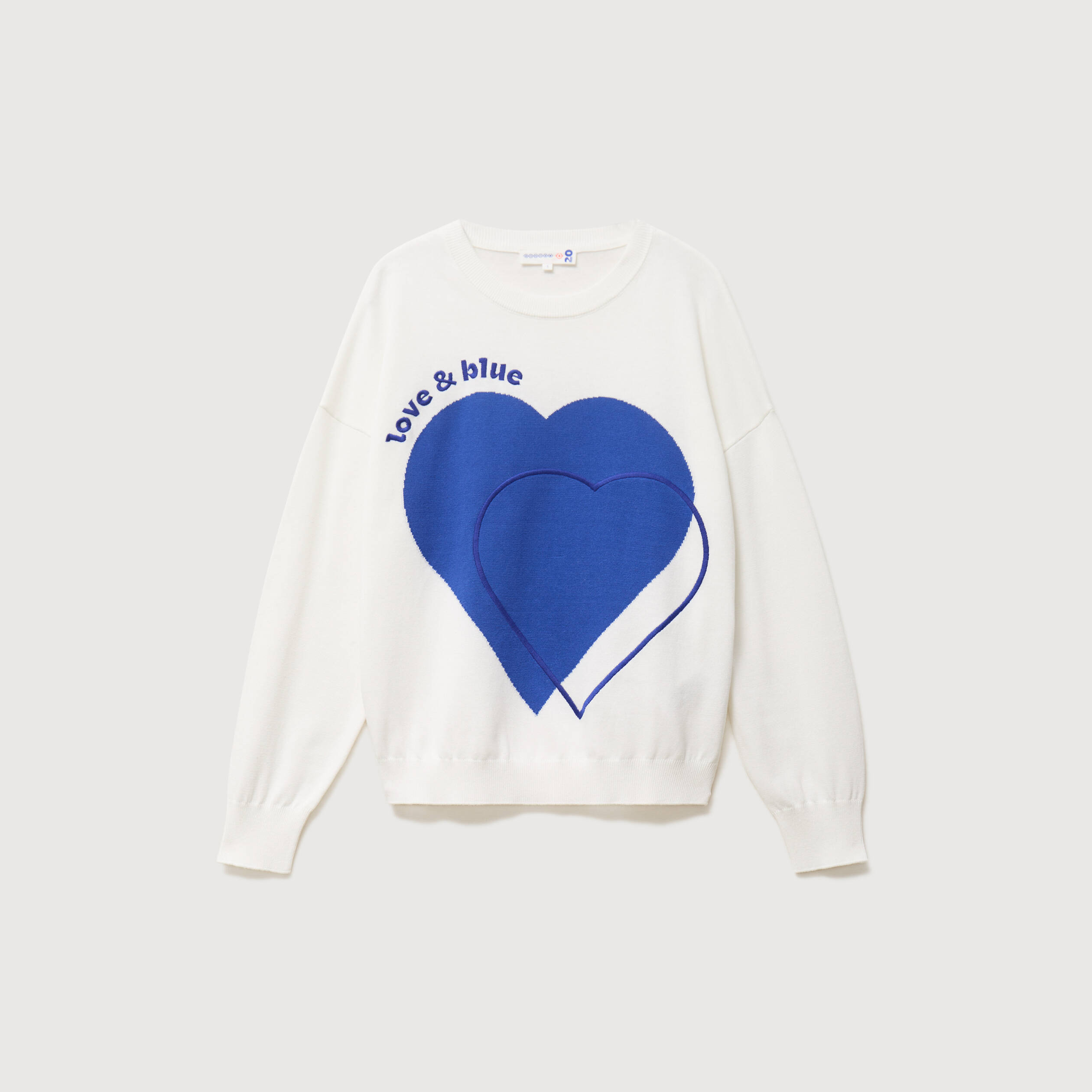 Pull oversize col rond manches longues ecru femme