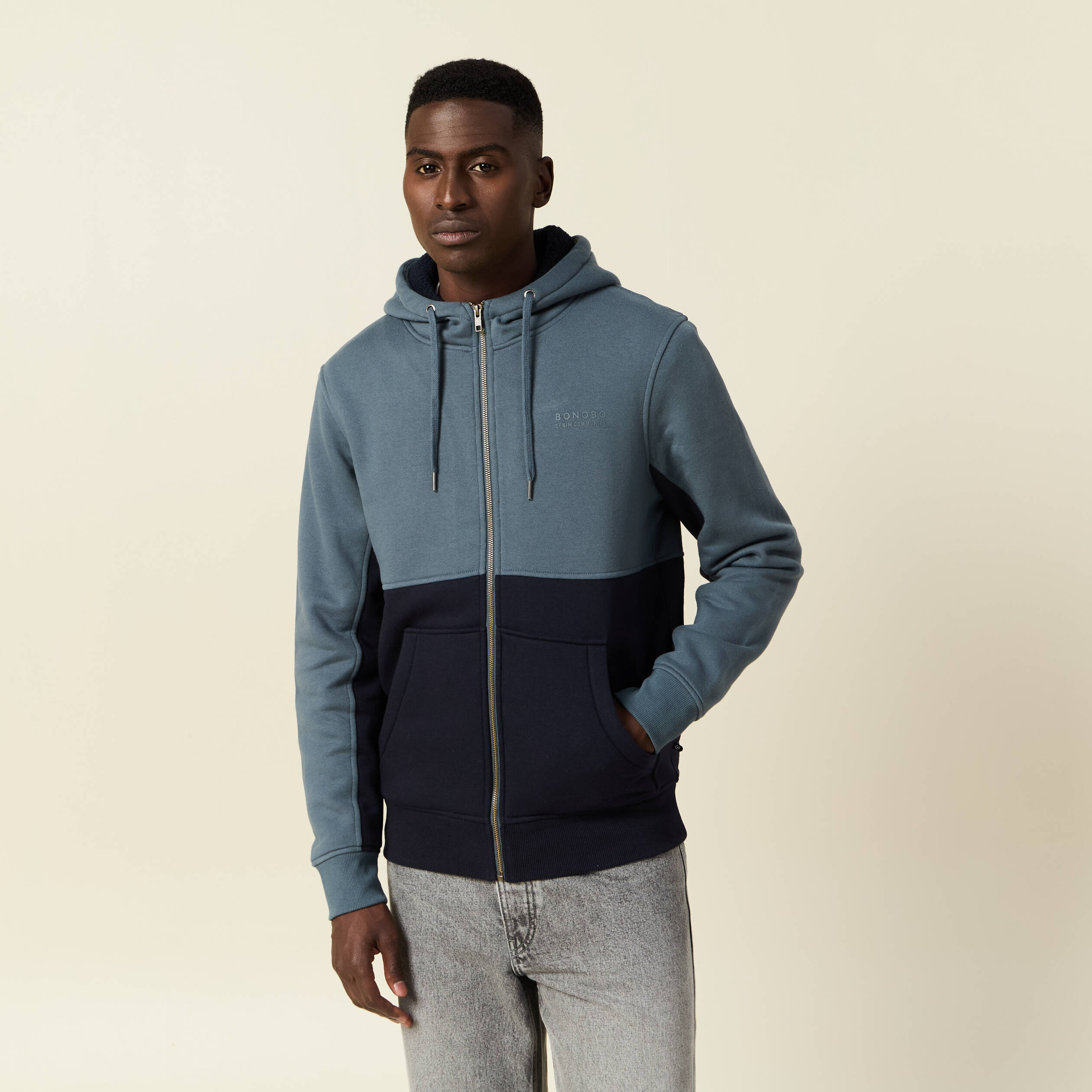 Sweat zipp&eacute; &agrave; capuche vert fonc&eacute; homme