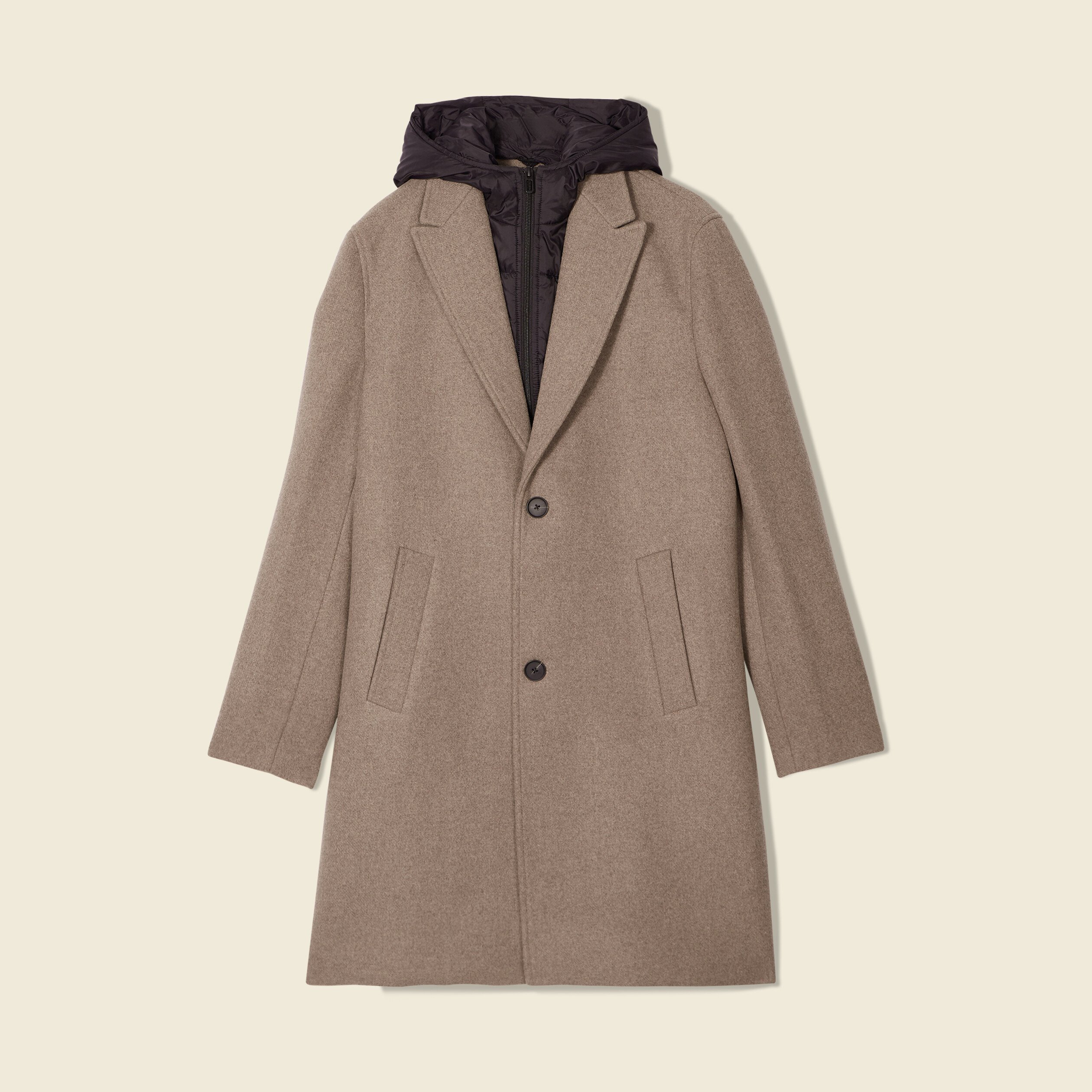 Manteau avec capuche amovible vert kaki homme