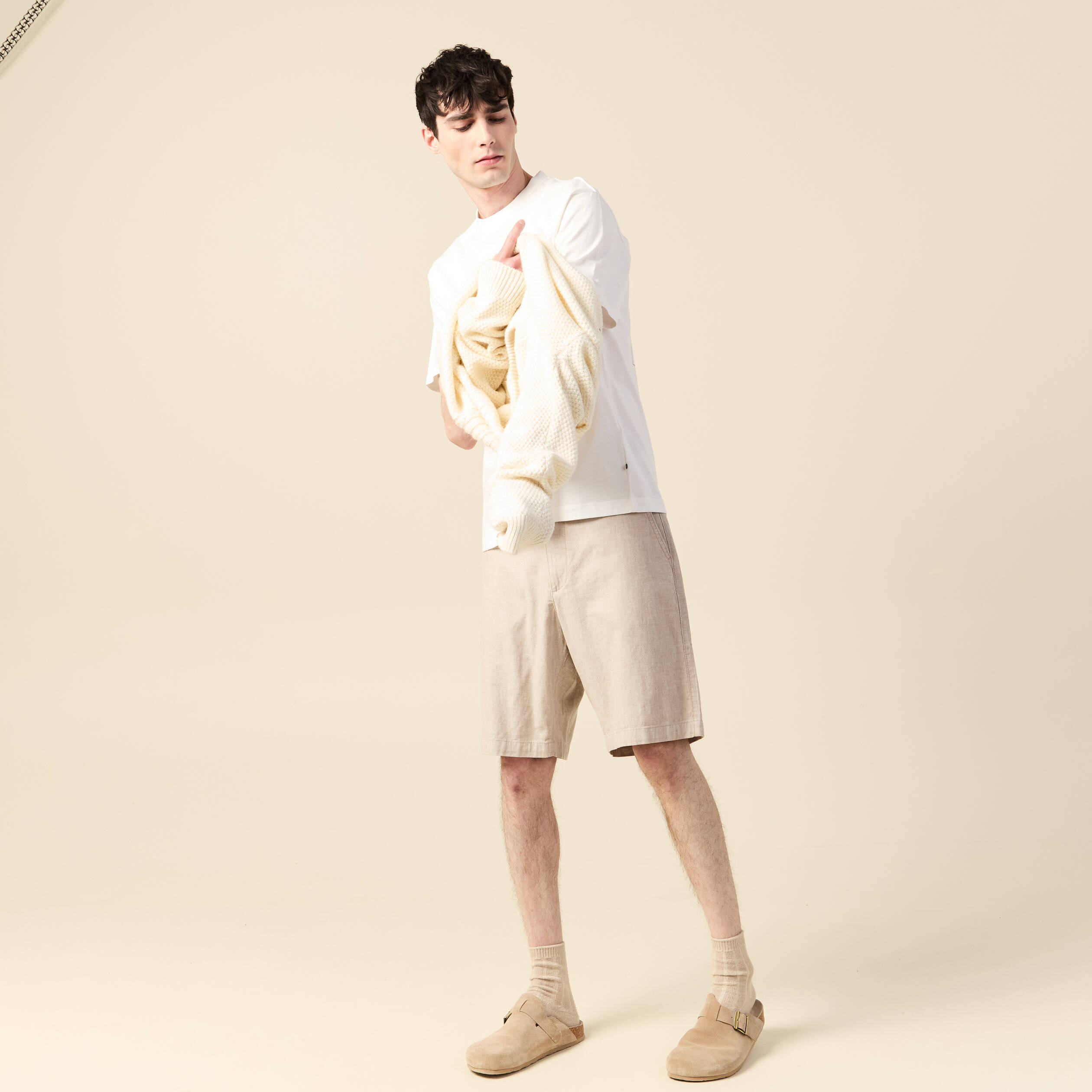 Bermuda droit beige homme