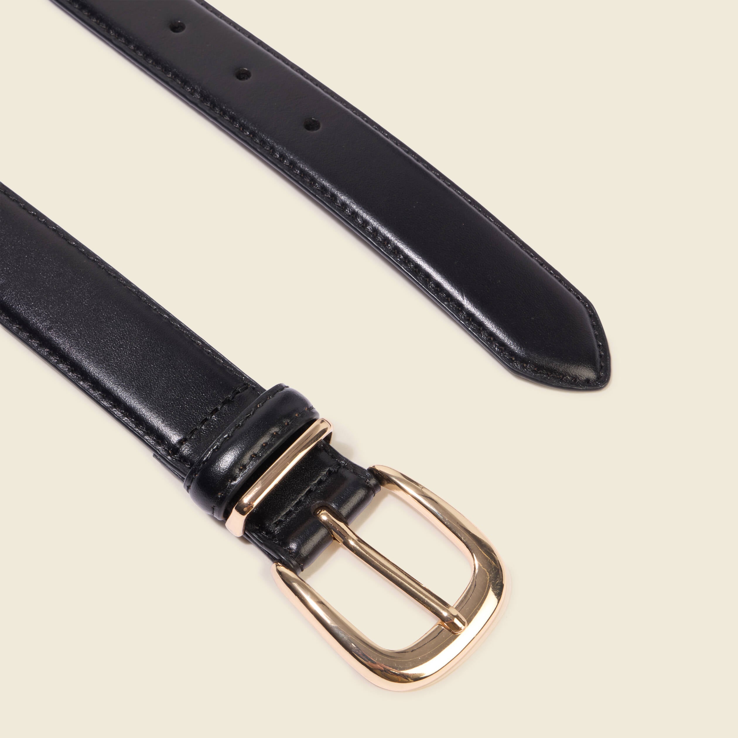 Ceinture fine en cuir noir femme