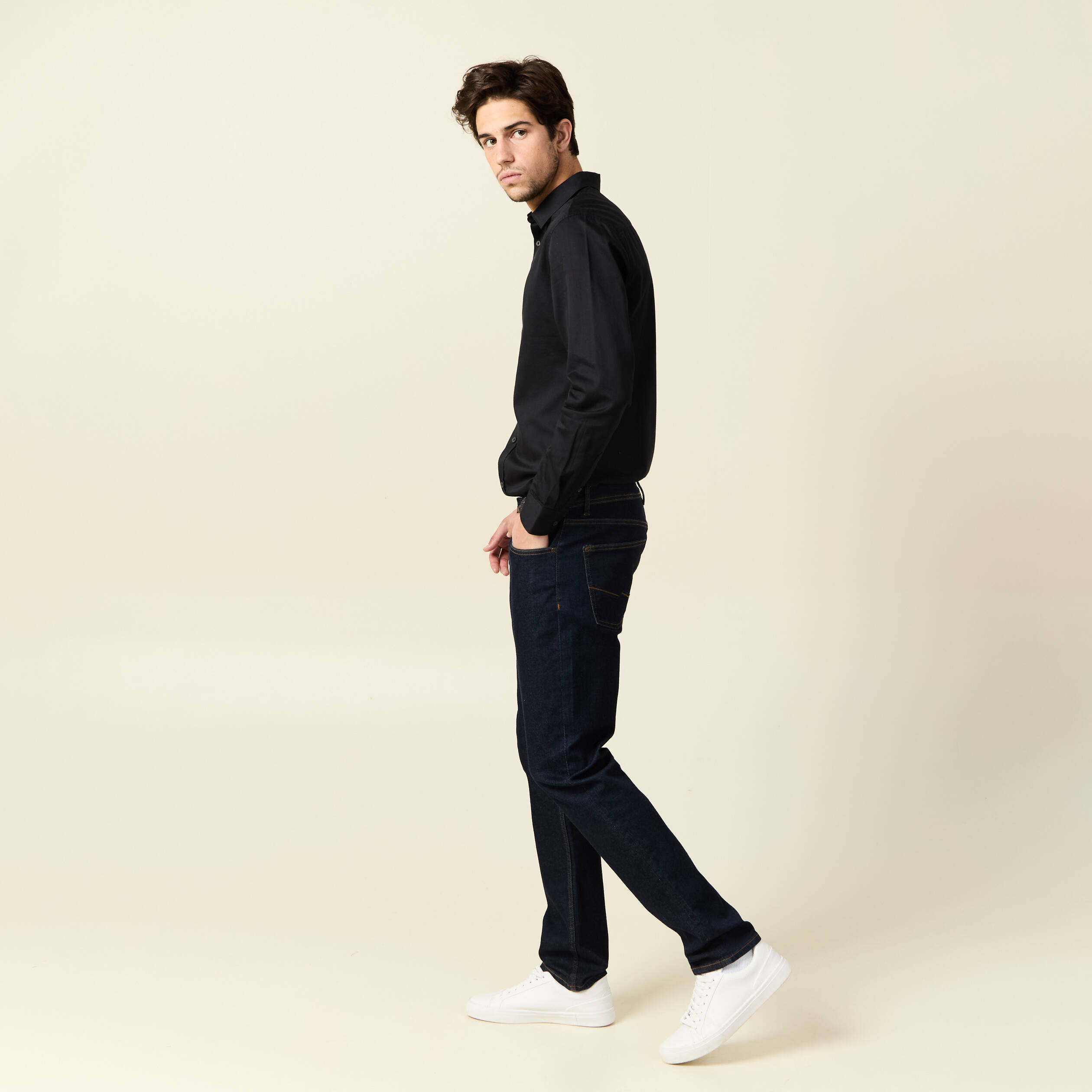 Chemise manches longues noir homme