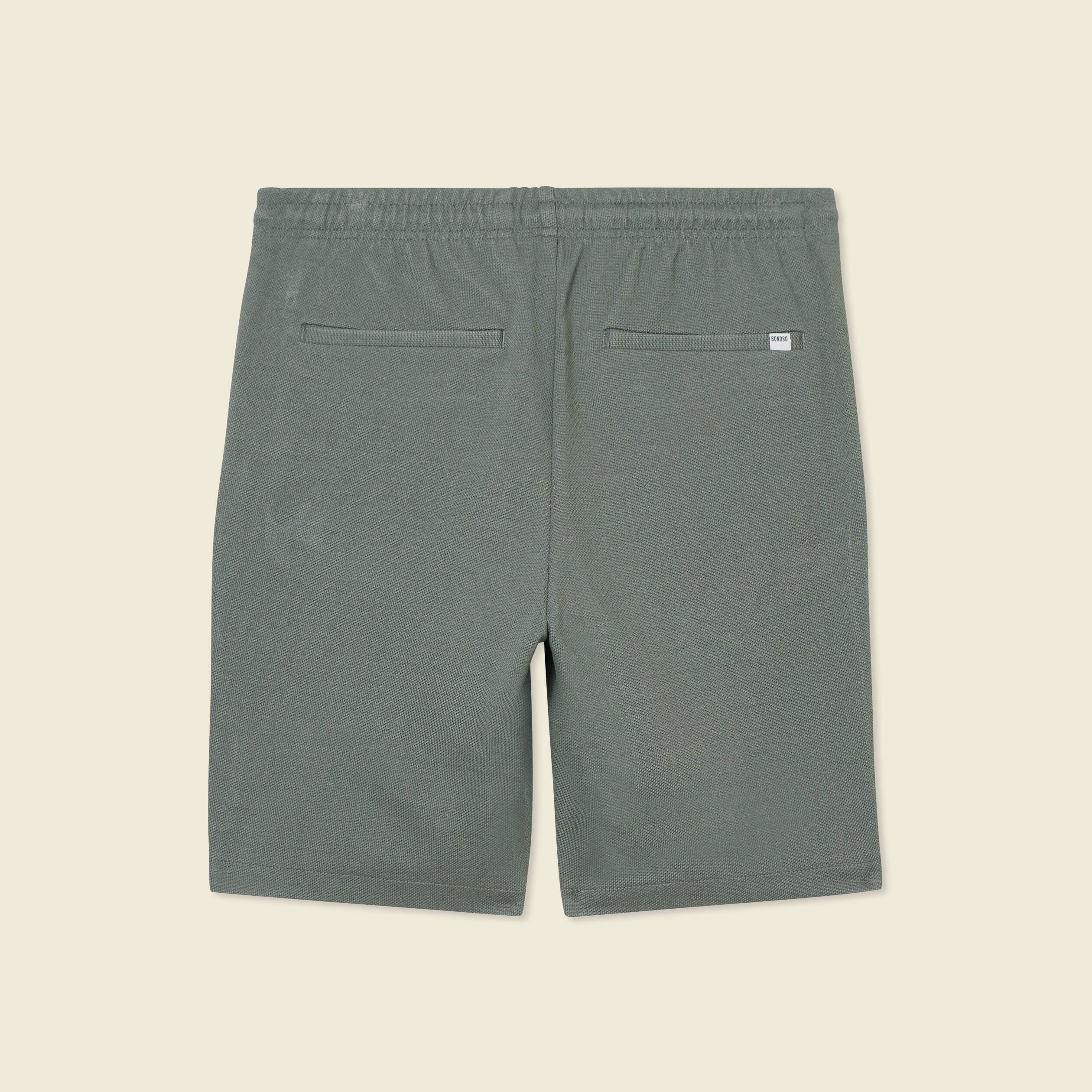 Short droit avec cordon vert kaki homme