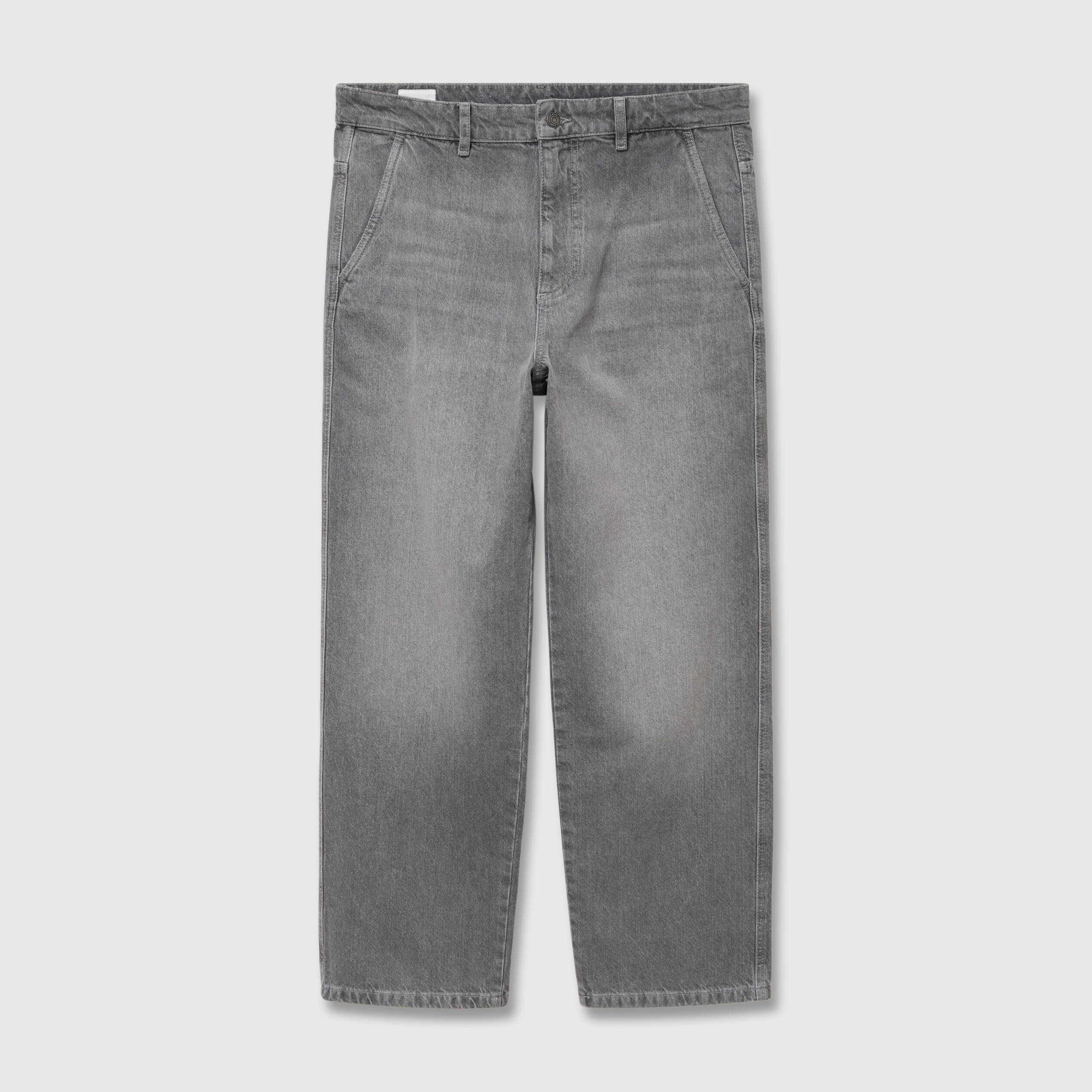 Jeans loose longueur 32 en coton denim gris homme